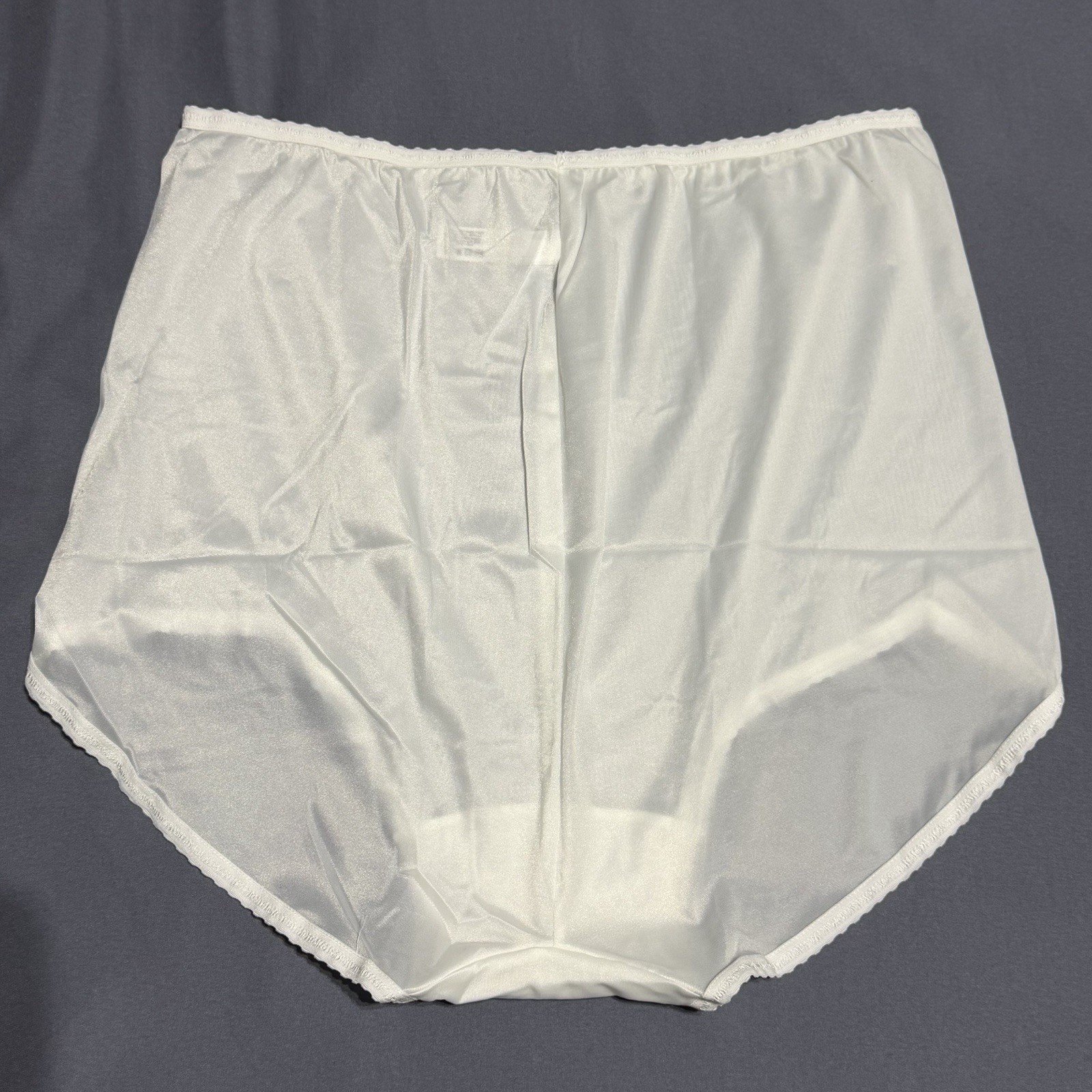 3 Pair Vintage Bali 23465 White Nylon Satin Full Cut Brief Panties Size 11