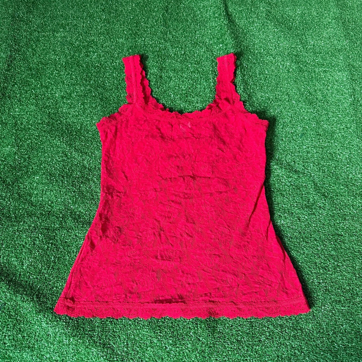 Vintage Y2K Hanky Panky Red Lace Camisole Lingerie Cami Made in USA Top Size M