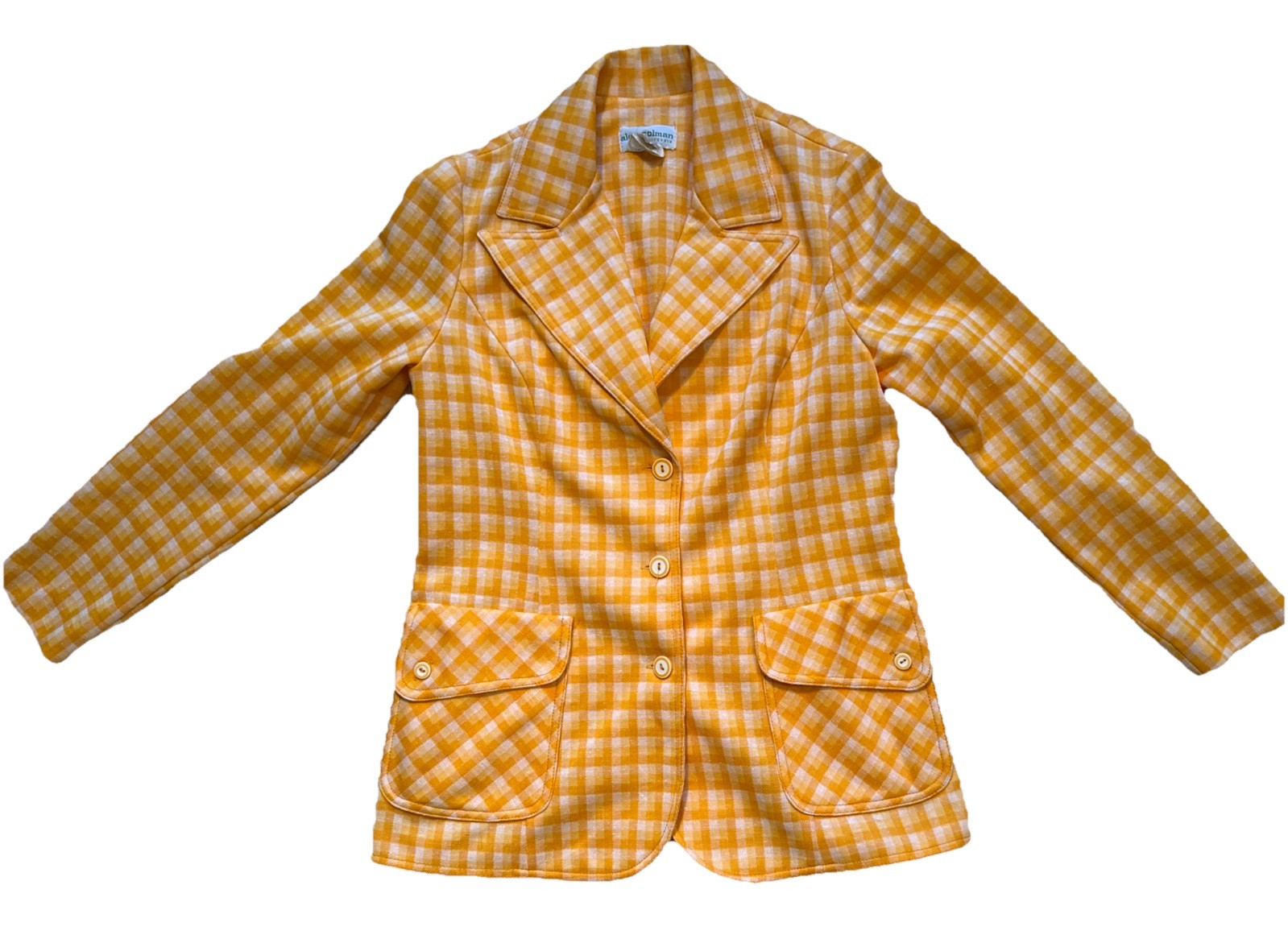 Vintage 1970’s Alex Colman California Plaid Blazer Jacket Dagger Collar S/M
