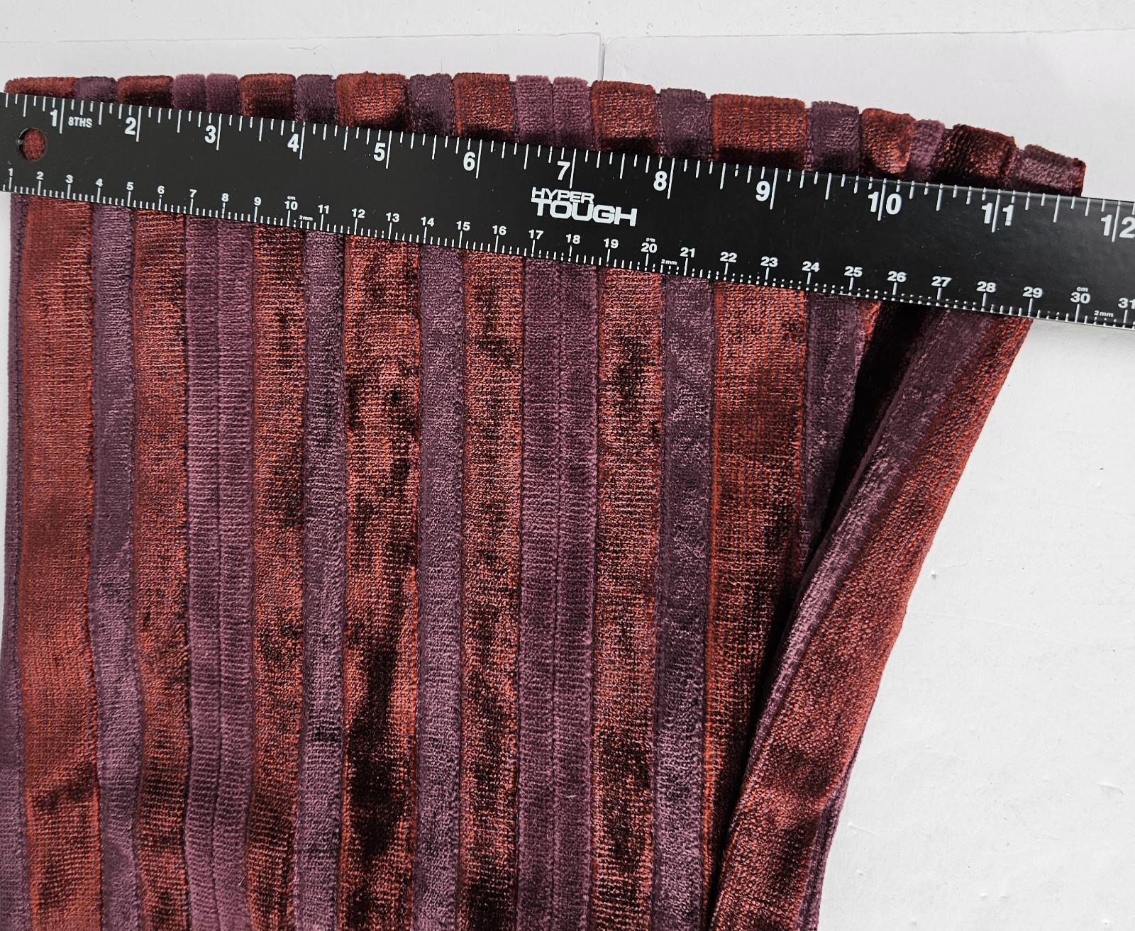 VTG 60S Red&Purple Strip Velvet Carpet Bag FLARED PANTS Bell Bottom Hippy 13/14