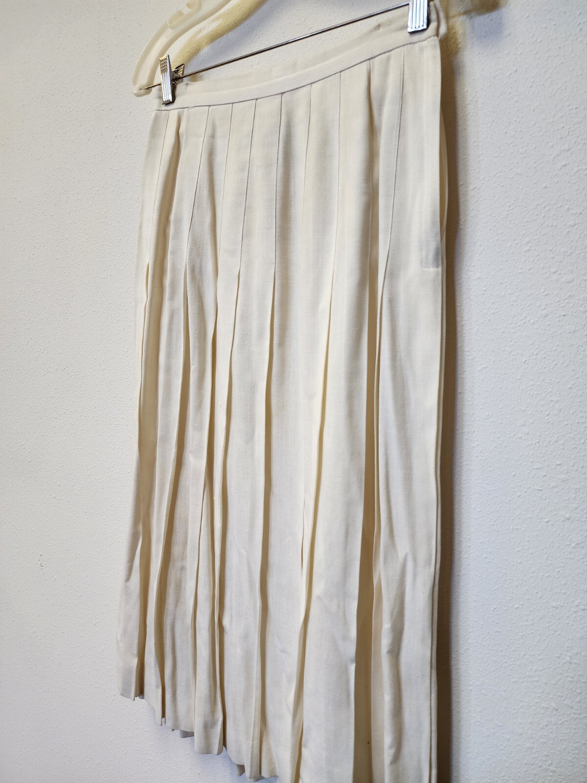 Galleria Sport Vintage Petite 8P Rayon Linen Pleated Side Zip Midi Geek Granny