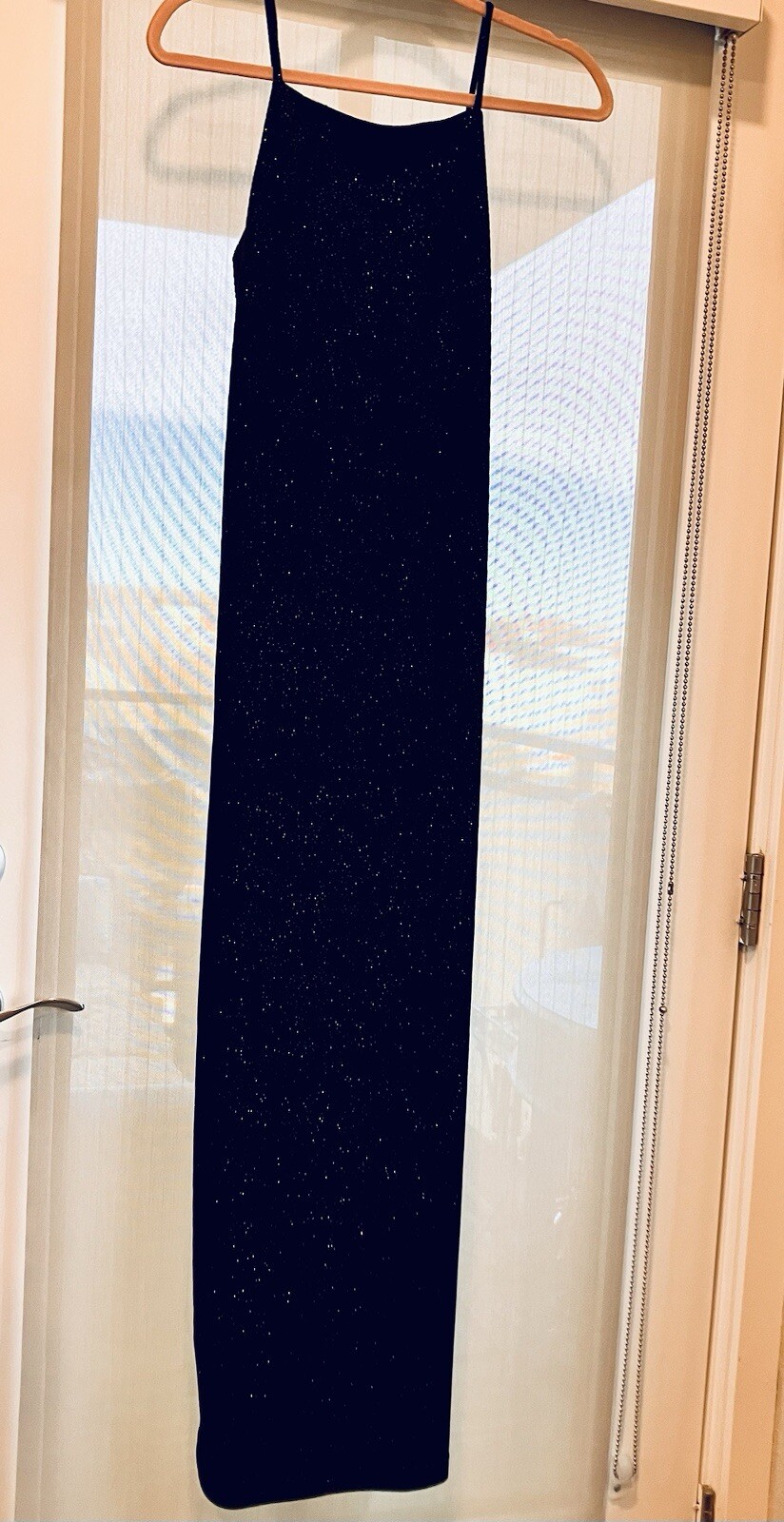 Women’s Be Smart Floor Length Black Velvet Dress w/Glitter Sz 9/10