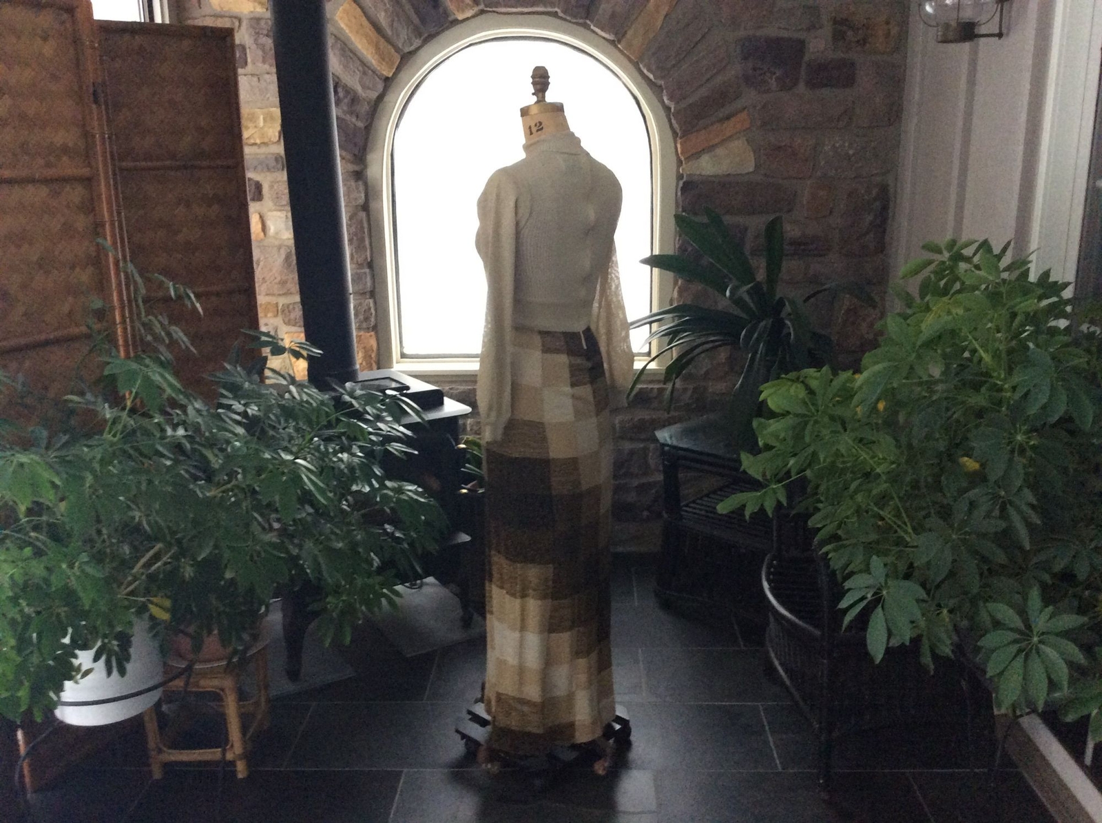 Vintage 1970s Wenjilli Metallic Lurex Knit Gold Black Formal Maxi Dress