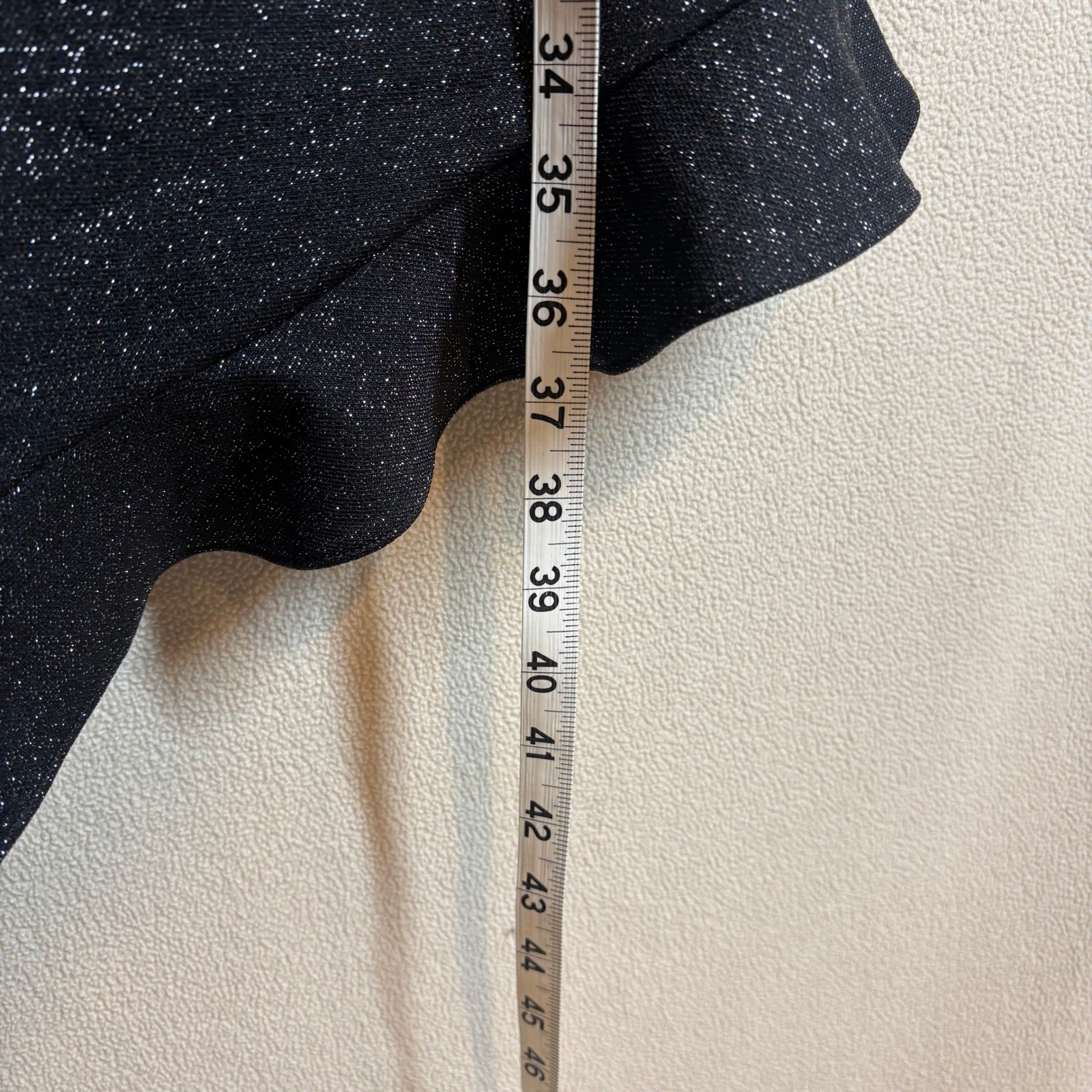 Vtg Breakin’Loose Dress 9/10 Black Silver Metallic Asymmetric Hem Ruffle Fairy