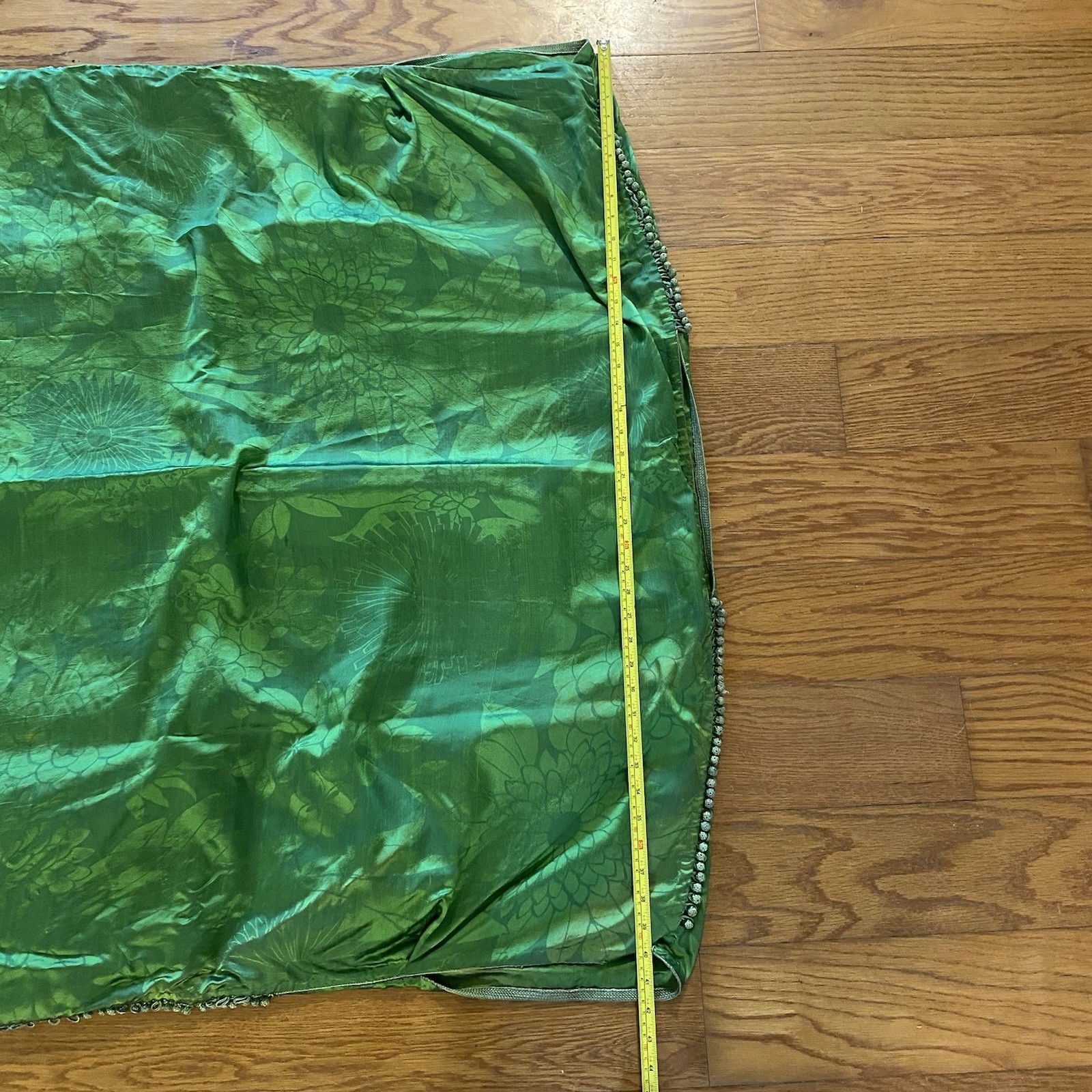 Kaftan Vtg Boho Silk Maxi Dress One Size Caftan Kimono Green Floral Jacquard