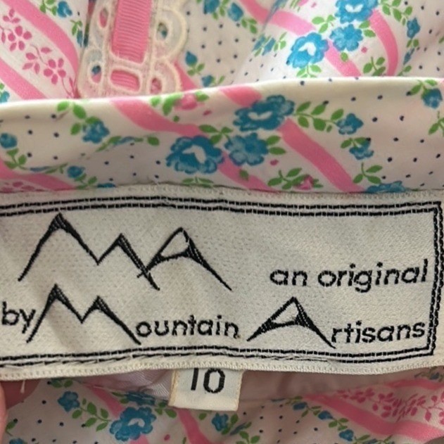 Vintage Mountain Artisan Patchwork Maxi Skirt Pink Floral Eyelet 70s Cottagecore