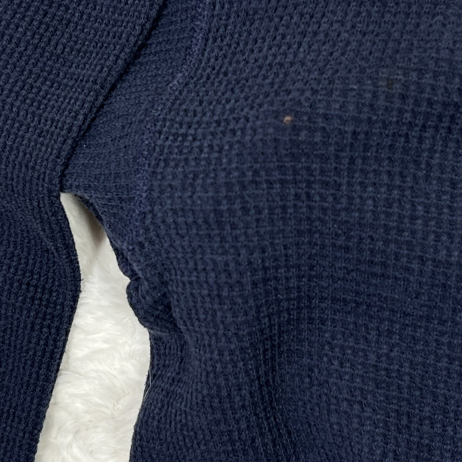 Vintage 70s 80s Gap Waffle Knit Thermal Long Sleeve Shirt L Navy Blue USA Made