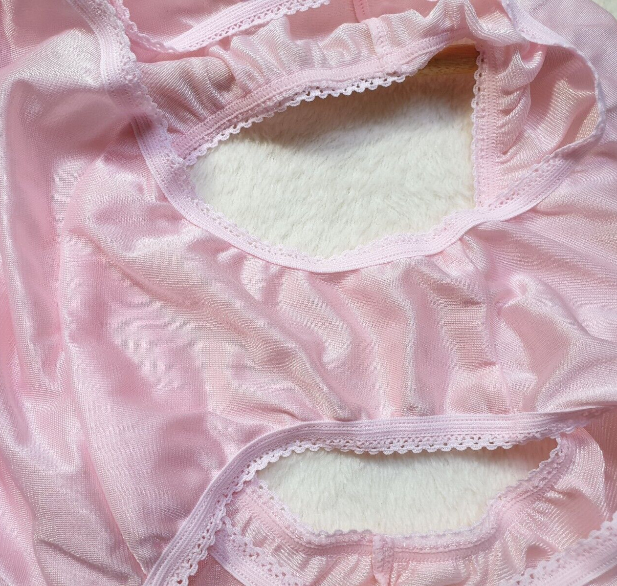Vintage Silky Pink Panty 100% Nylon Sissy Sheer Brief Size 6-7 Hip 35-39″