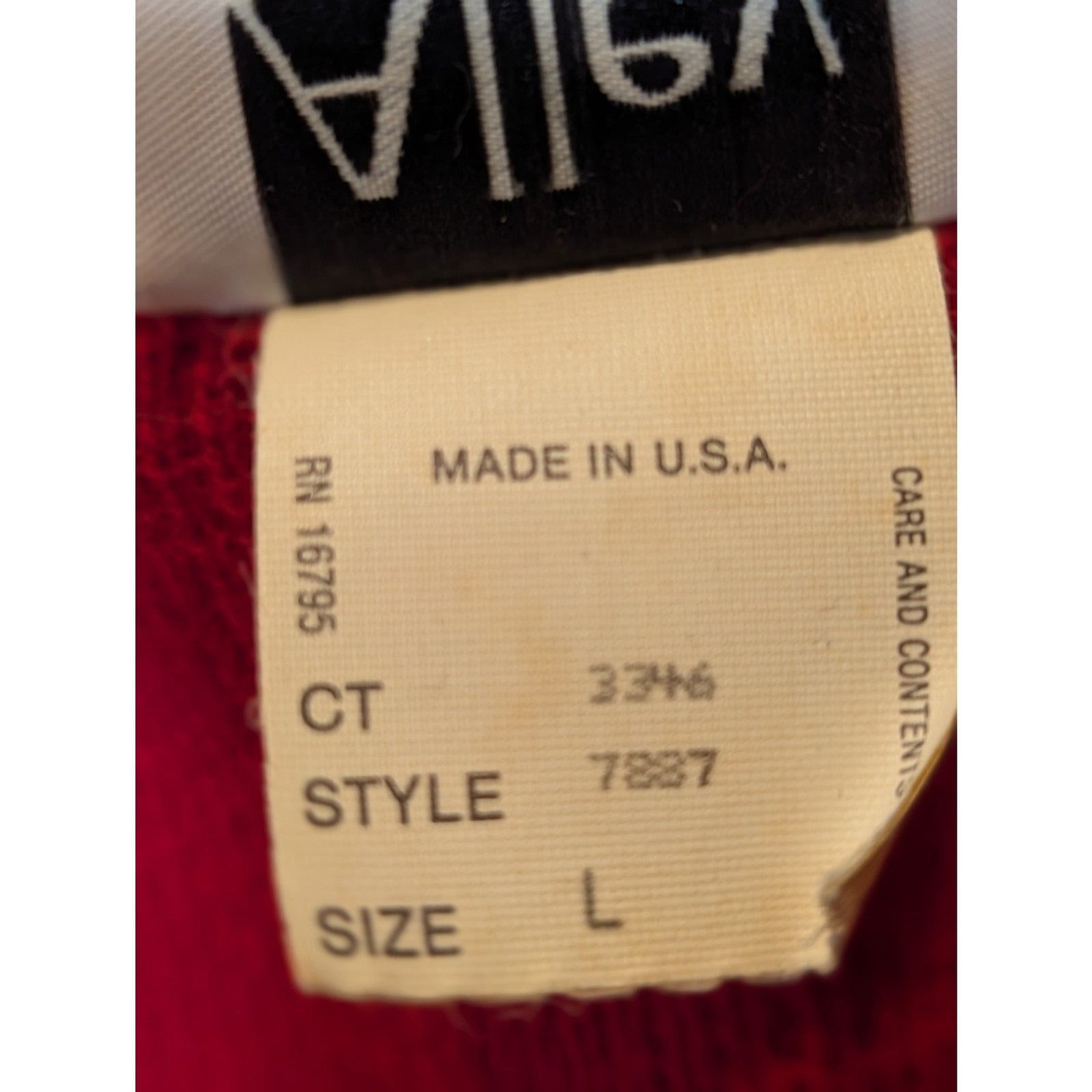 Vintage Alley Cat USA Red Lace Trim Cardigan Sweater Women’s L Pearl Cottagecore