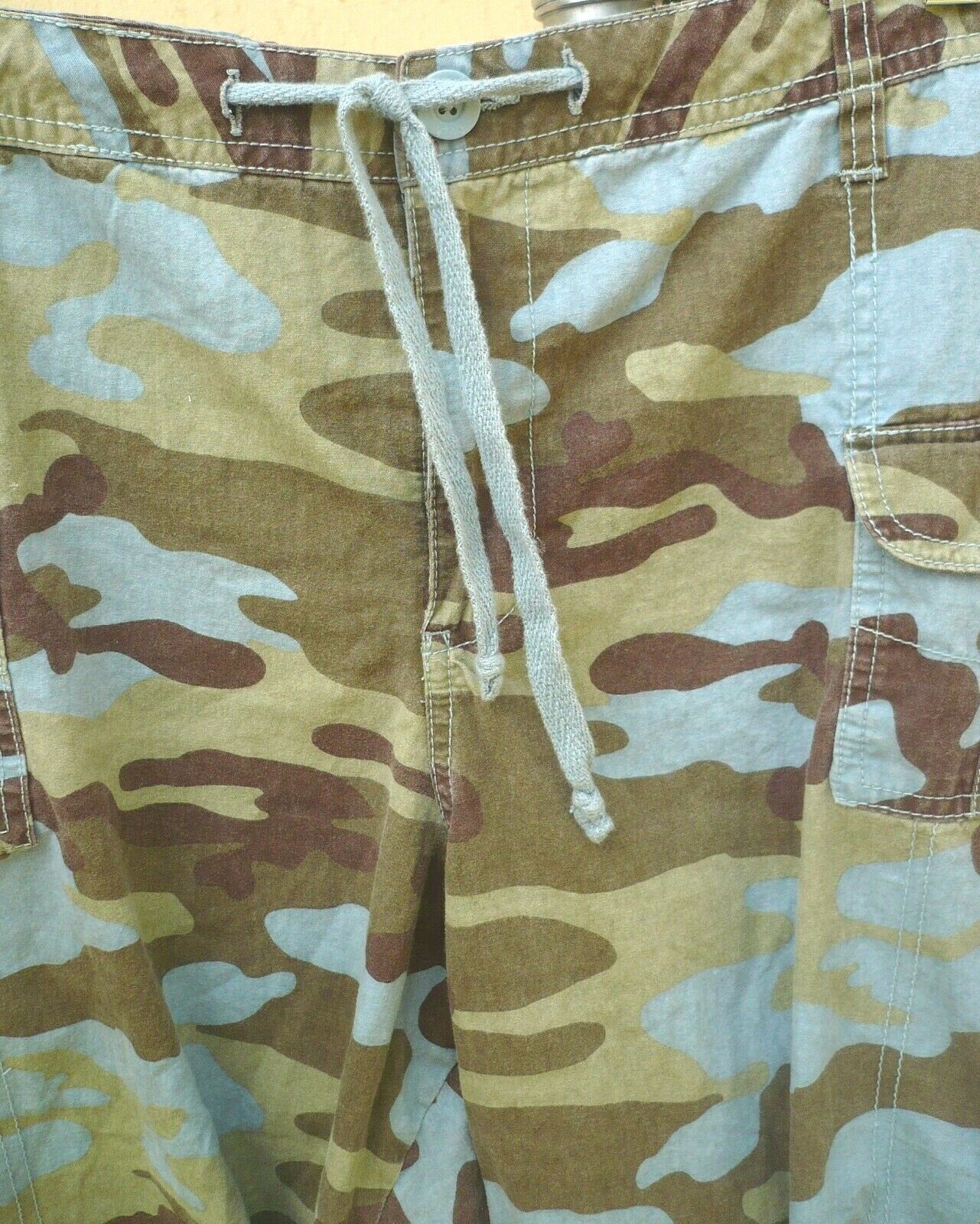 VTG 80S EARL JEAN WOMEN 1X XL L CAMOUFLAGE BLUE ARMY GREEN CROP CARGO CAMO PANTS