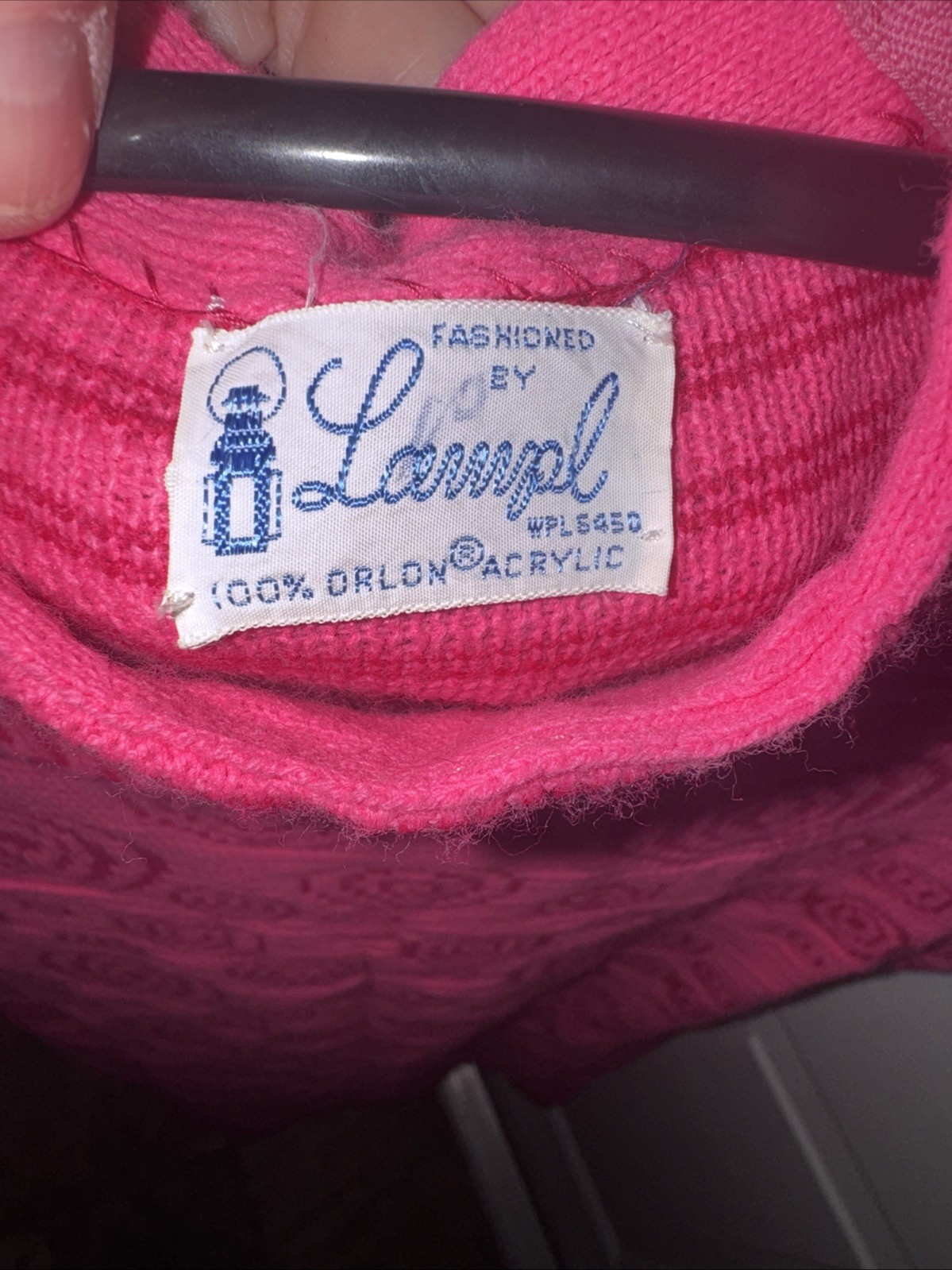 Vintage 70’s Lampl Orlon Acrylic Tunic Mini Hot Pink Sweater Dress S/M