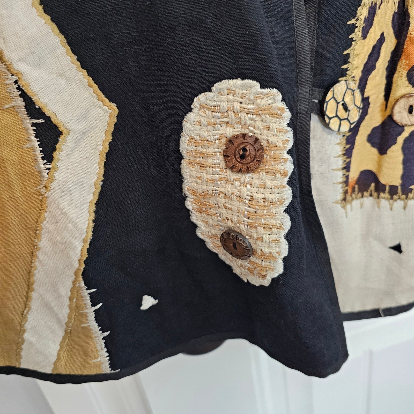 Vintage Allure Blazer Womens Size 1X Black 3D Animal Print 90s Art To Wear Boho