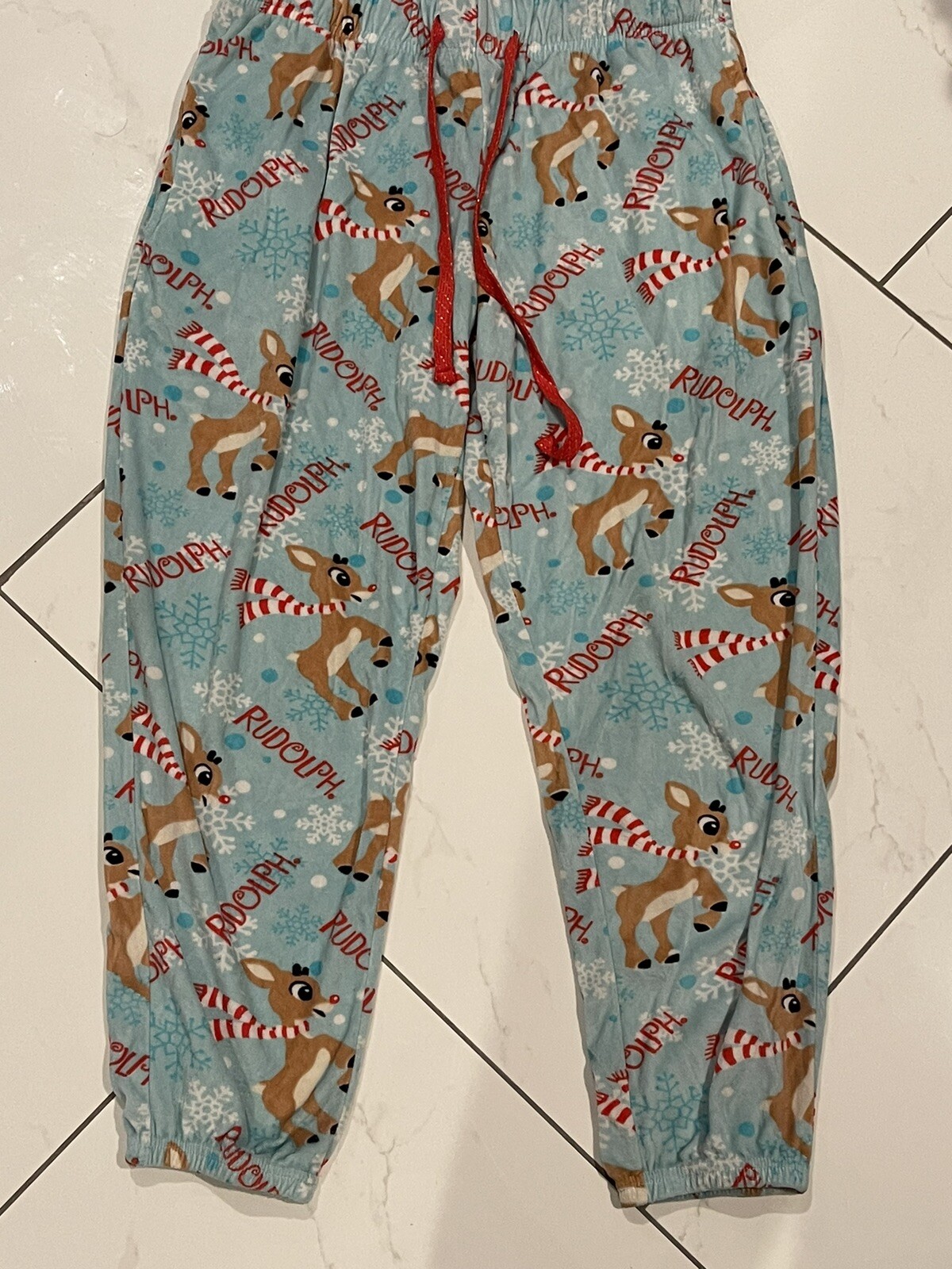 Kids Rudolph The Red Nosed Reindeer Pajama Bottoms Lounge Pants Medium 8-10