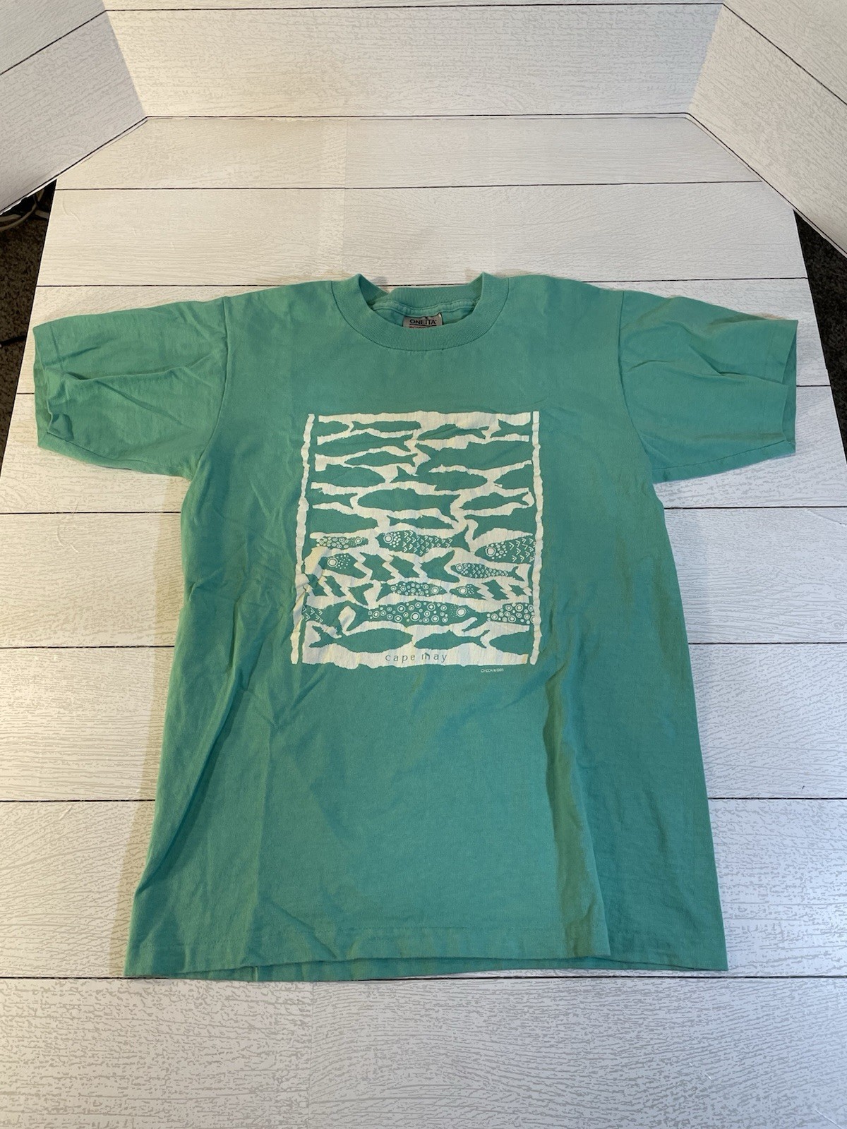 Vintage 1985 Cape May New Jersey Women’s Medium Fish T-Shirt Made USA Vacation