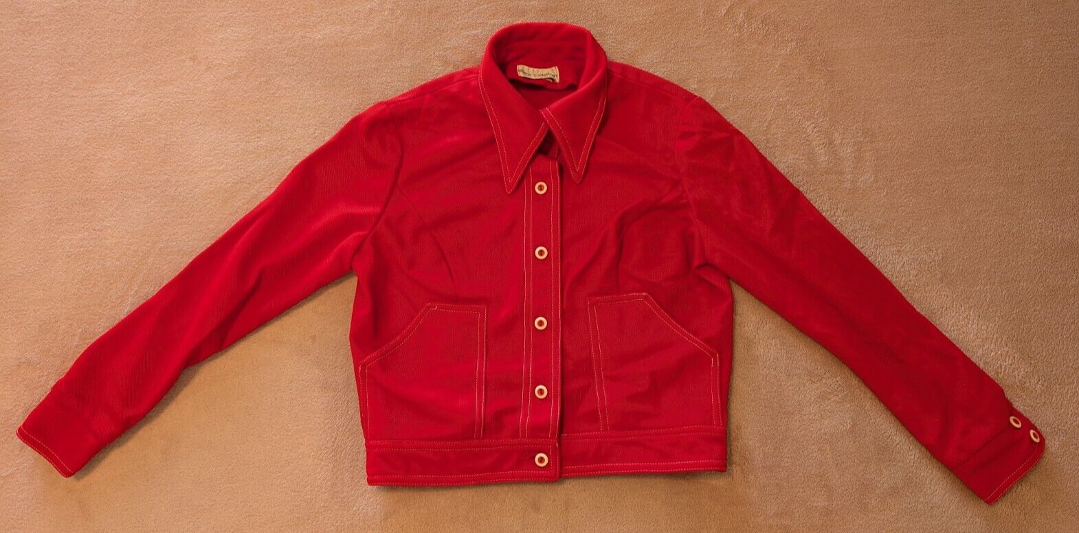Vintage 1970s Alex Colman California Button Up Red Shirt Jacket
