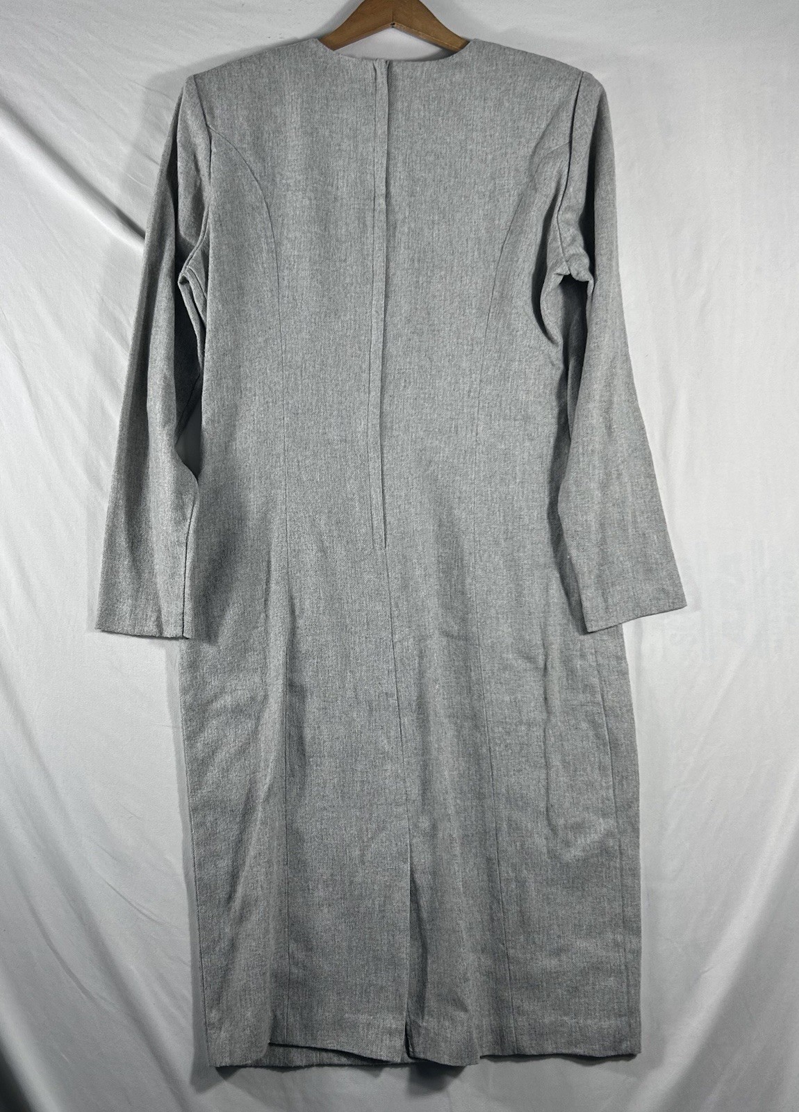 Vintage women’s Wool Blend Midi Dress Long Sleeve Gray Minimalist Size 8 USA