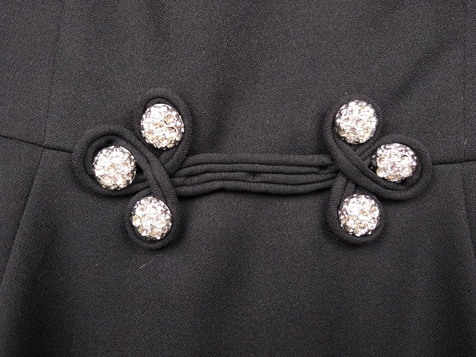 VTG Francais By Huey Waltzer Lined Black Sheath Dress SZ 6 Rhinestone Cocktail