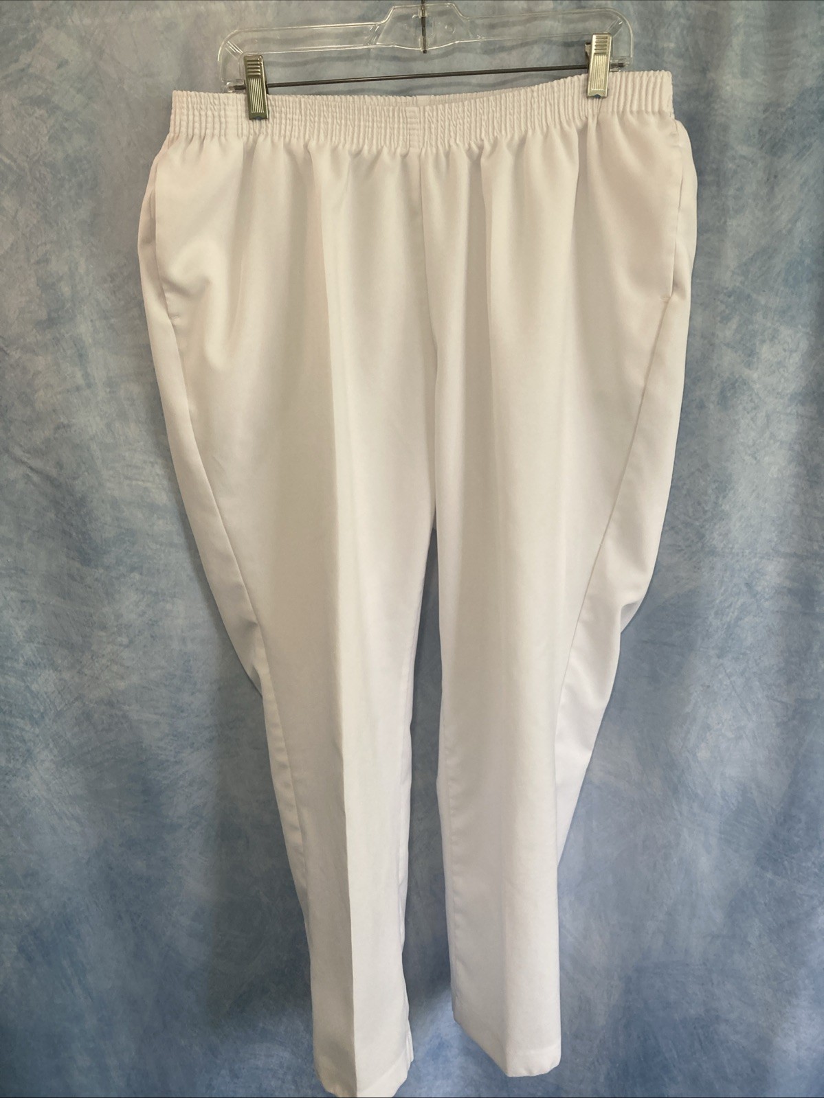 Vtg Y2K ALIA White Elastic Waist Pull On Pants Pockets Plus 16W Nygard Grandma