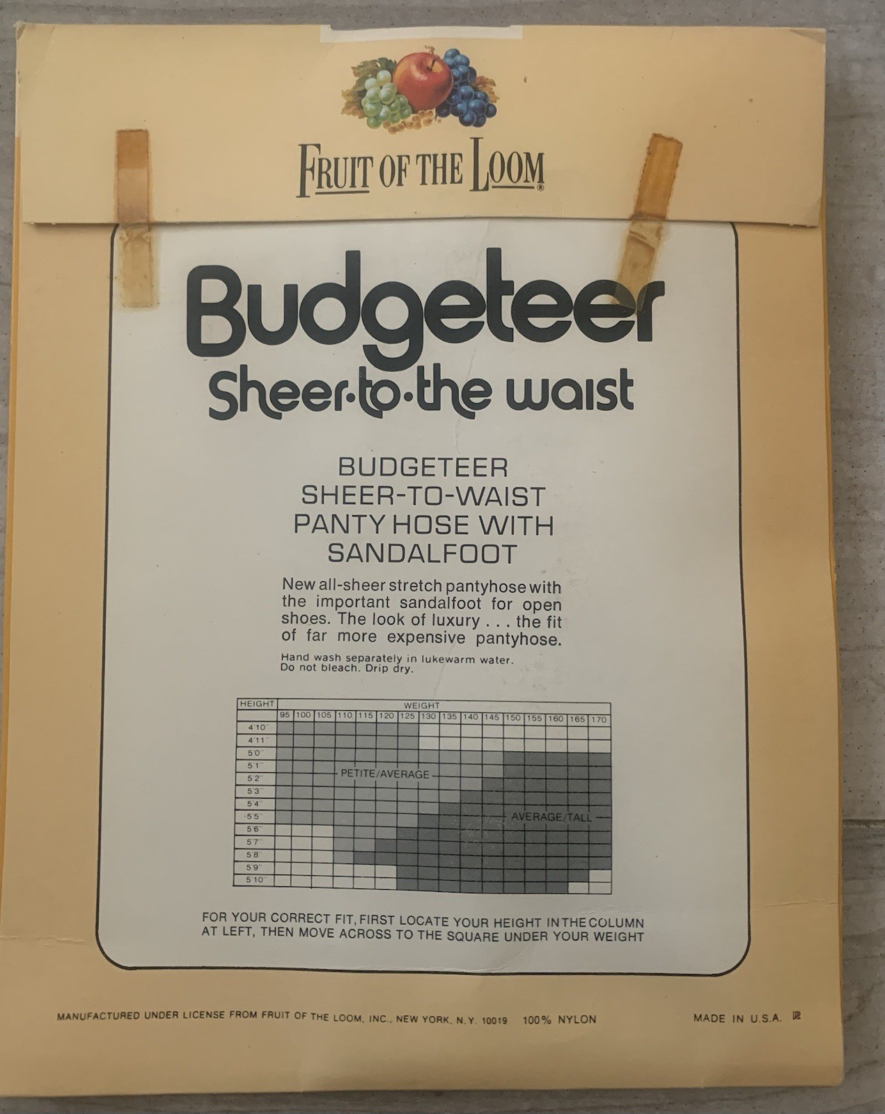 Vintage fruit of the loom budgeteer Blush pantyhose size petite/average 1970s