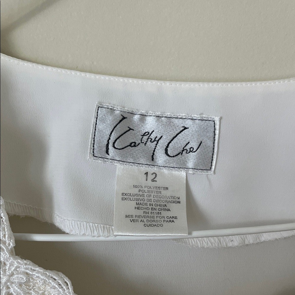 Vintage casual cocktail feminine Chic White Fringe Blouse size 12