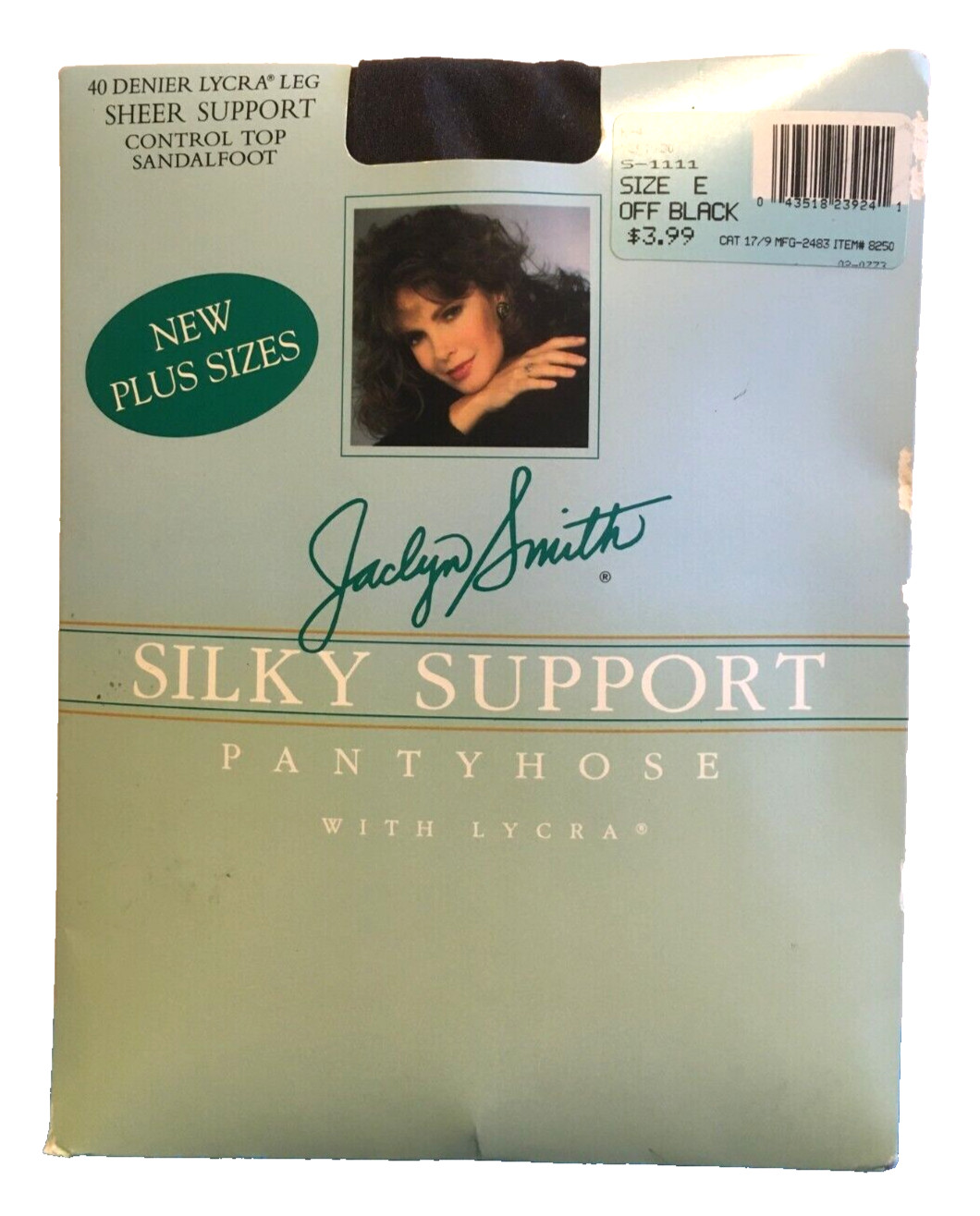 Jaclyn Smith Silky Support Pantyhose Size E Off Black Sheer Support Control Top