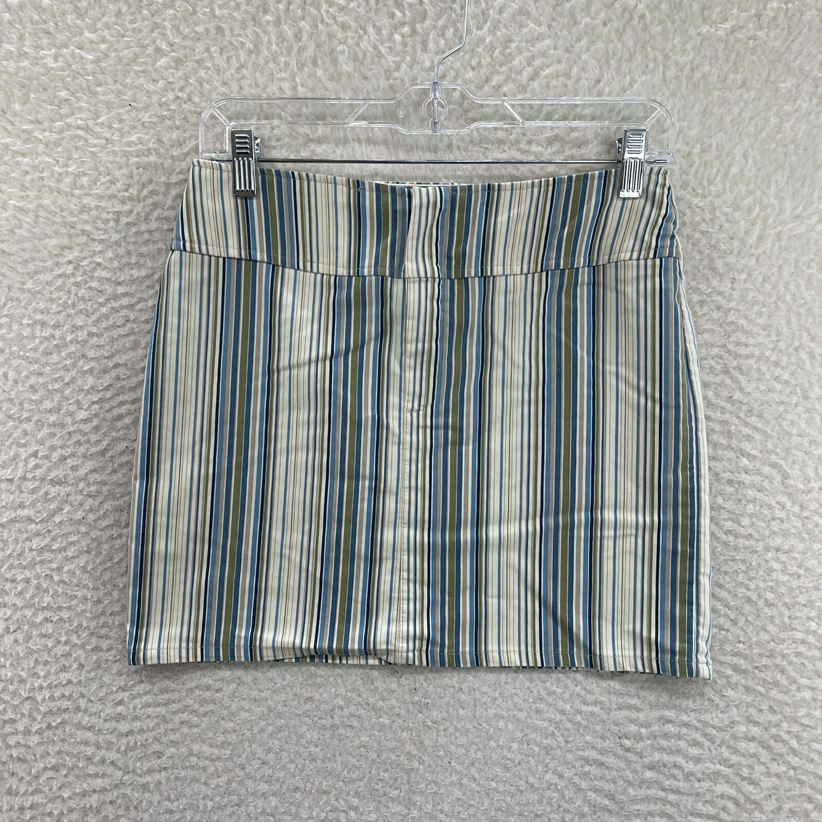 90s Y2K Vintage Striped Mini Skirt Medium 6 8 27 28 Blue Striped Fairy Corpcore