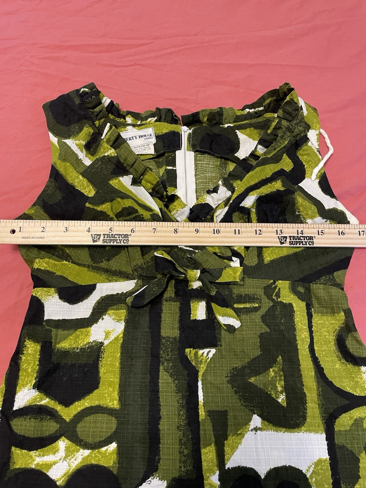 Vintage Liberty House Hawaii Maxi Dress Size S Abstract Pattern Green And Black