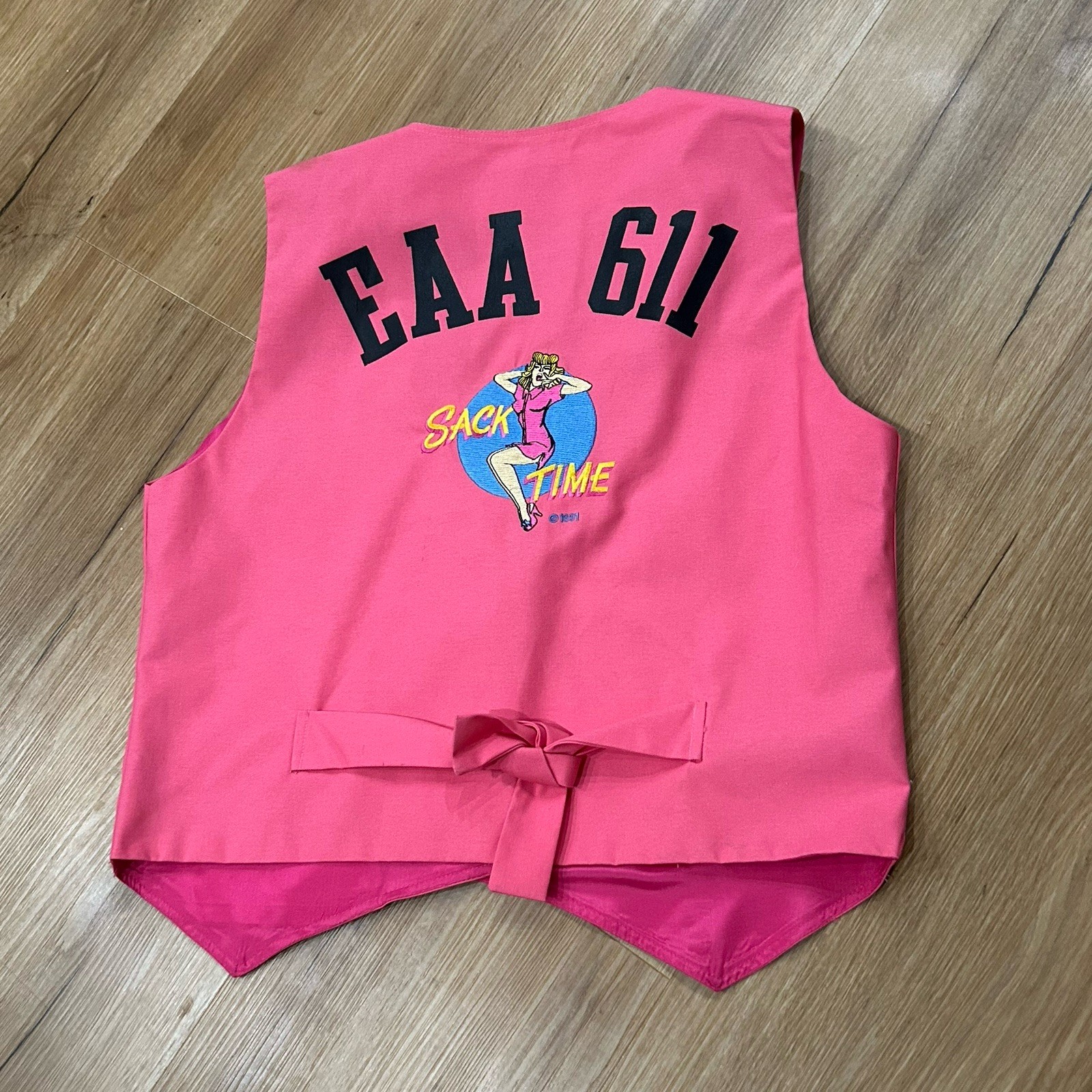 Vintage Pink Pinup Vest Embroidered Top Womens Large 1991 American Airpower