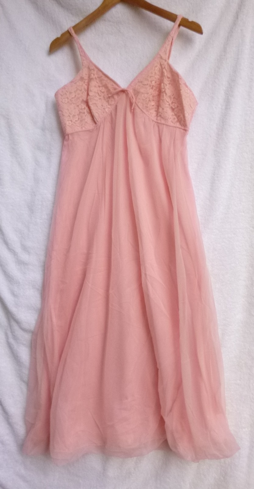 Vintage Lisette Nightgown Peignoir pink chiffon lace trim sz 36