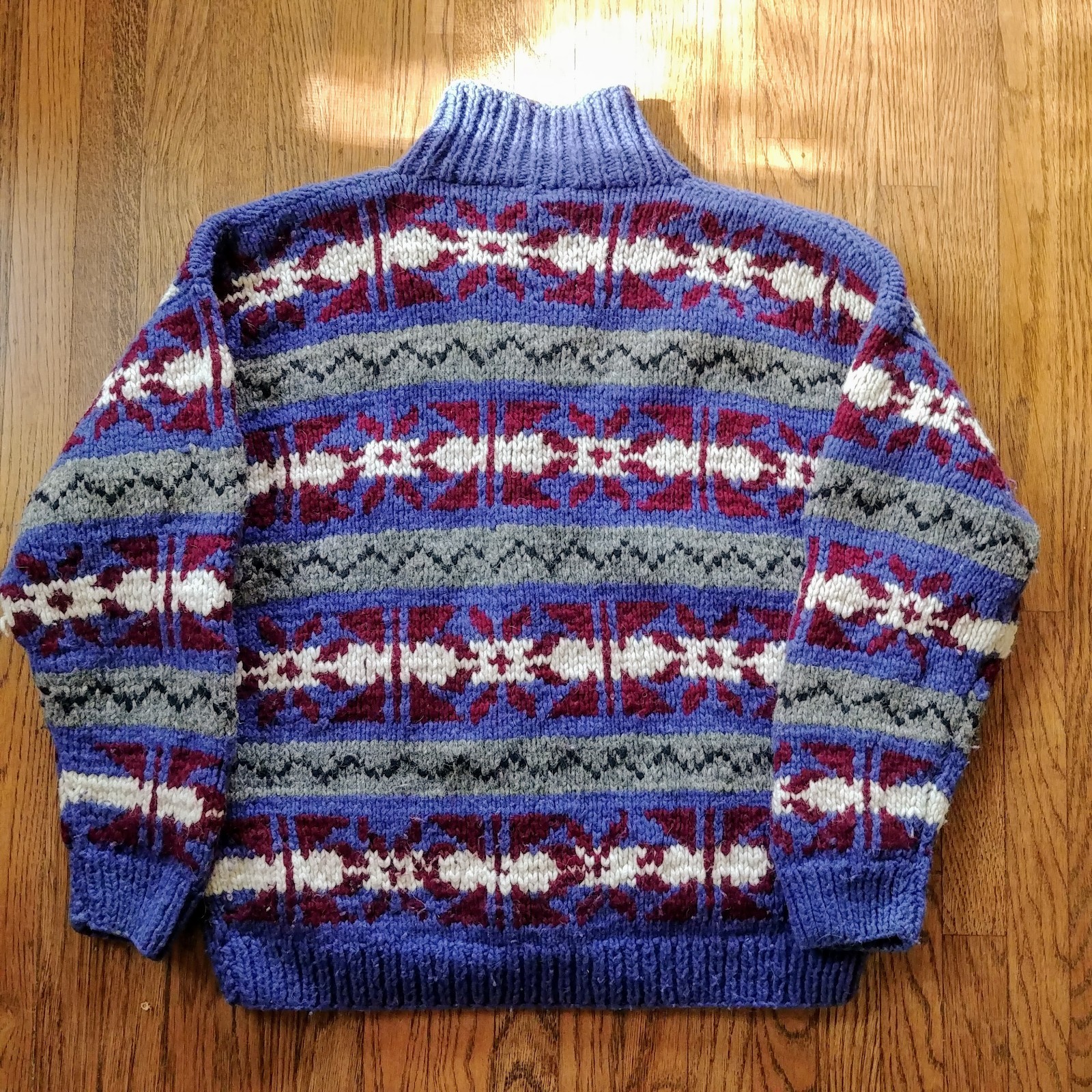 70s 80s Cowichan Cardigan Chunky Sweater WOOL Bolivia POCKETS