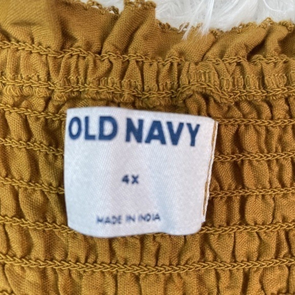 Old Navy Puff Sleeve Top Women’s 4XL Coastal Peasant Boho Cottagecore Embroider
