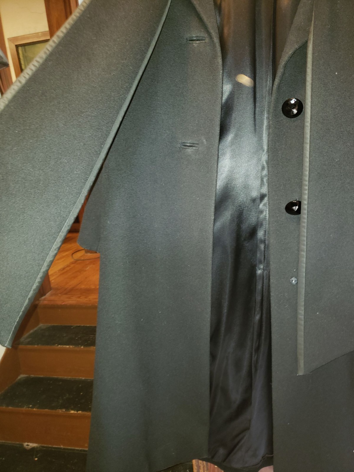 Vintage Pauline Trigere Full-Length Black Wool Women’s Dress Coat Trench Coat 12