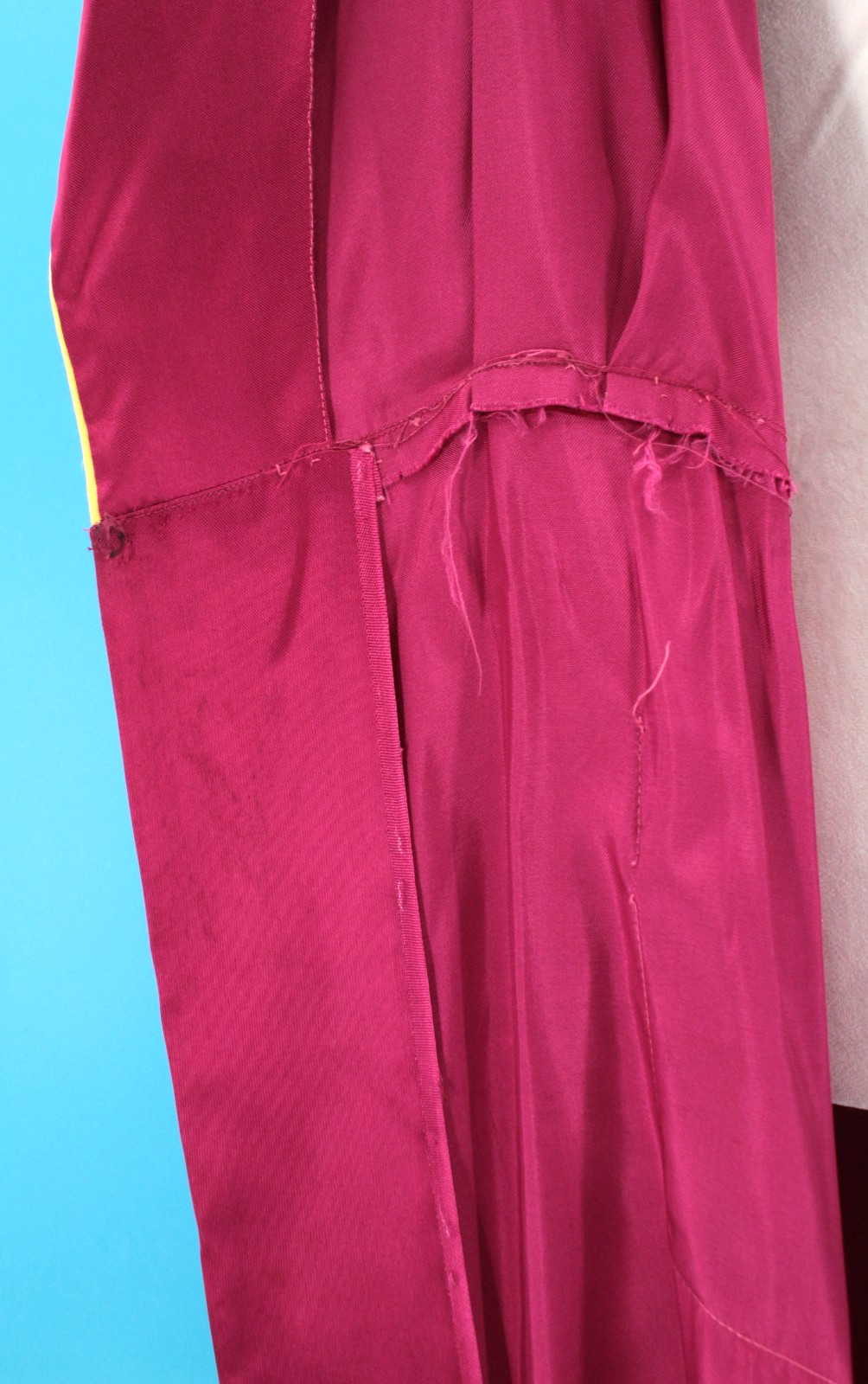 VTG Women’s 40s Magenta W/ Yellow Trim Asian Robe Sz S 1940s Satin Rayon