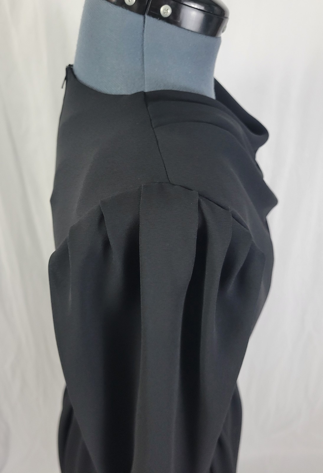 Vintage Leslie Fay Black Blouson Dress w Wrap Skirt Size 8