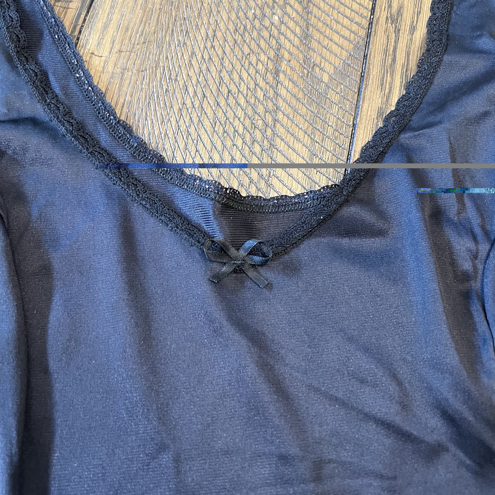Vintage 2 Pc. Vassarette L Black Lace Camisole & Half Slip (20”) Set Nylon USA