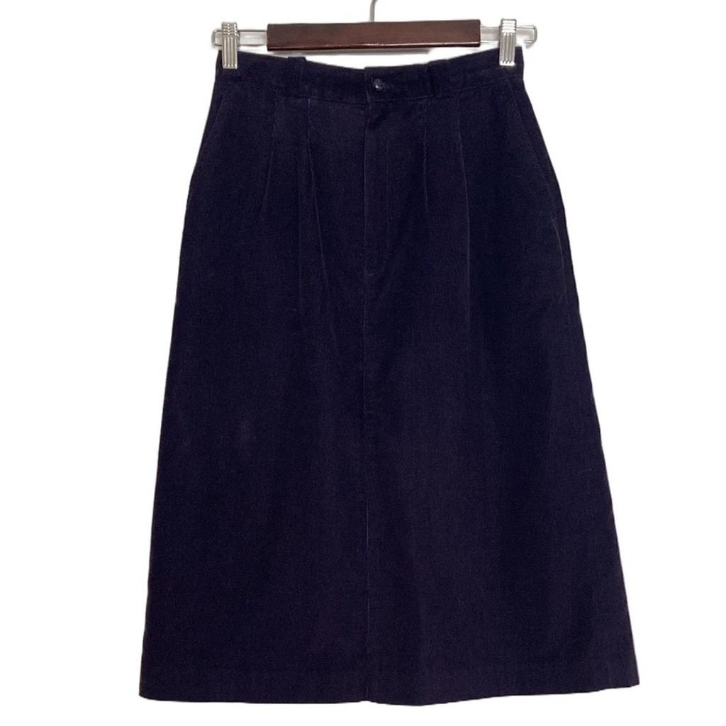 Vintage Skirt Womens XS Small Purple Cotton Corduroy A Line Midi Pockets