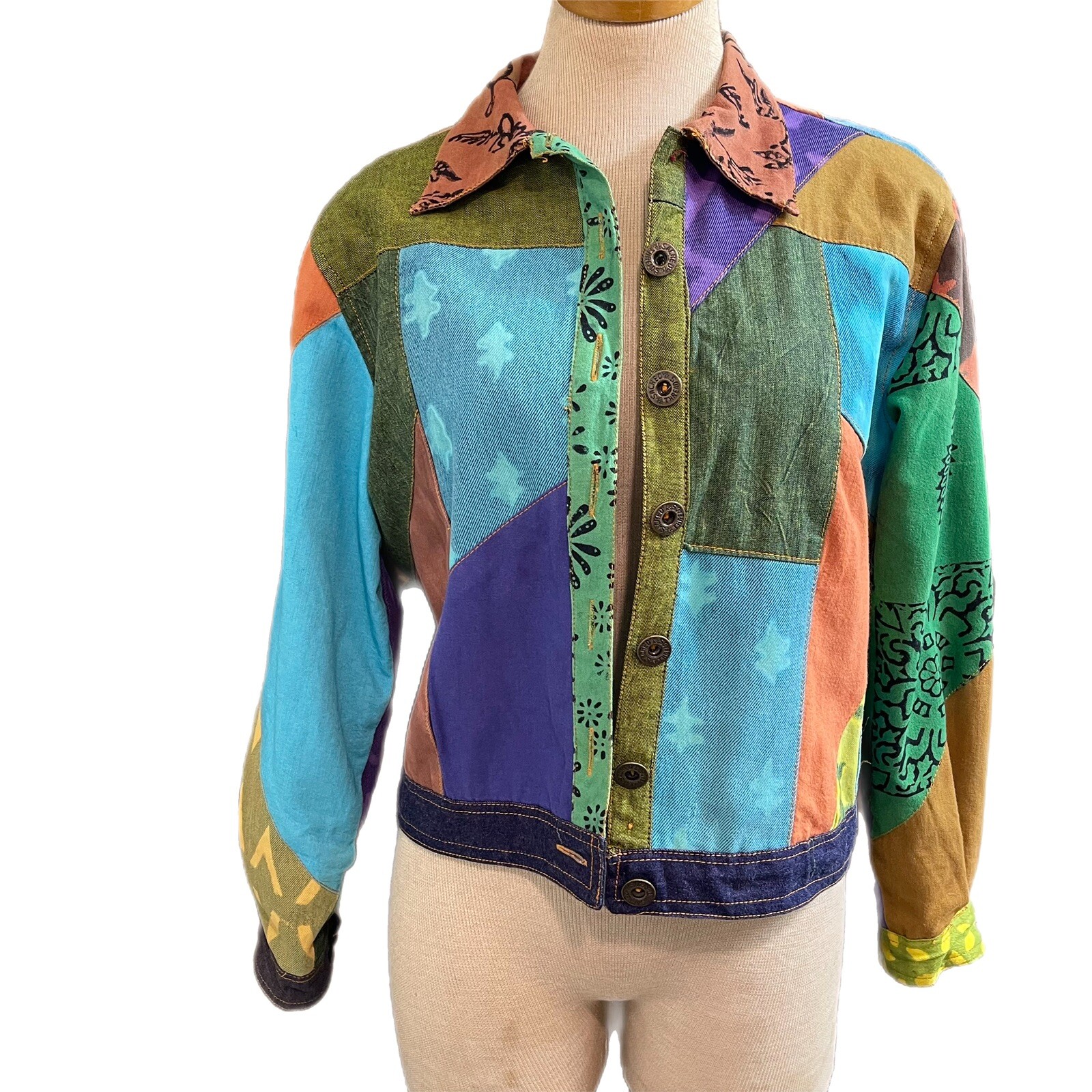 Sacred Threads Women’s Hippie Retro Boho Patcheork Jacket Size Small