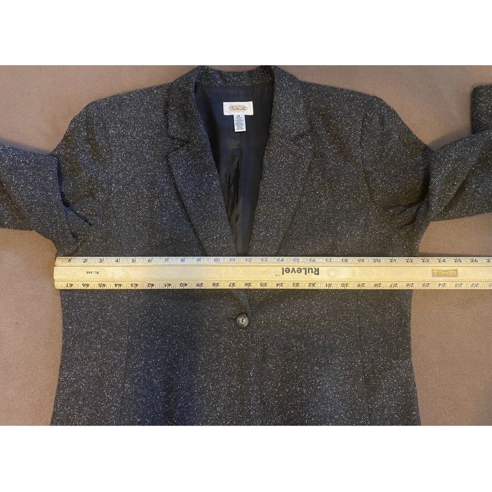Vintage Quiet Luxury Textured Blazer Wool Blend Tailored Jacket 18”