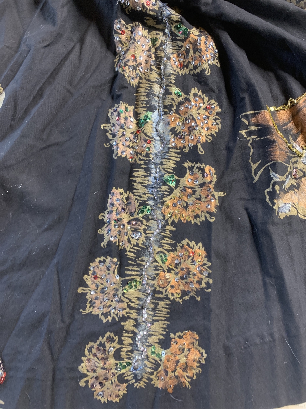 Vintage 1950’s Mexican circle skirt hand painted sequins Lavable Tel-Art Matador