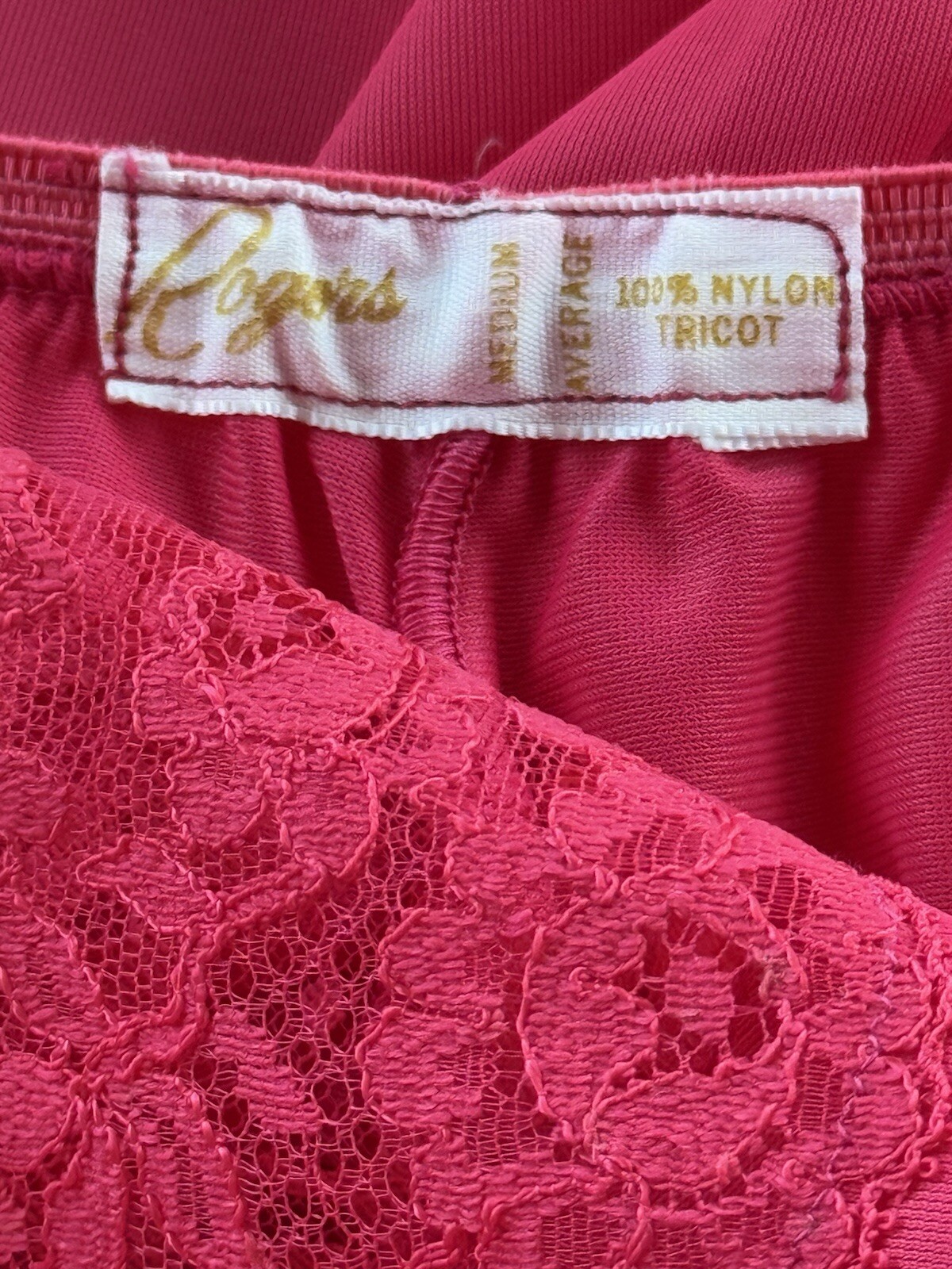 Vtg Half Slip Rogers 50’s Pristine UNWORN Nylon & Lace Magenta Dark Hot Pink M