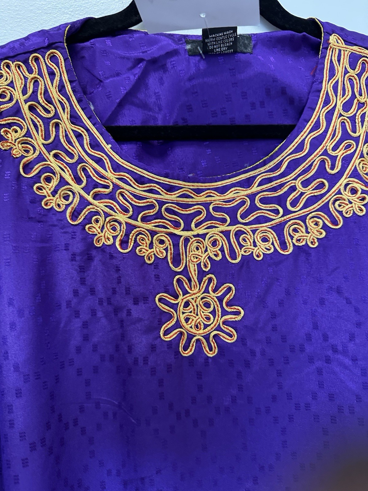 80s PURPLE PLUS SIZE VINTAGE DRESS JEWELED GOLD METALLIC