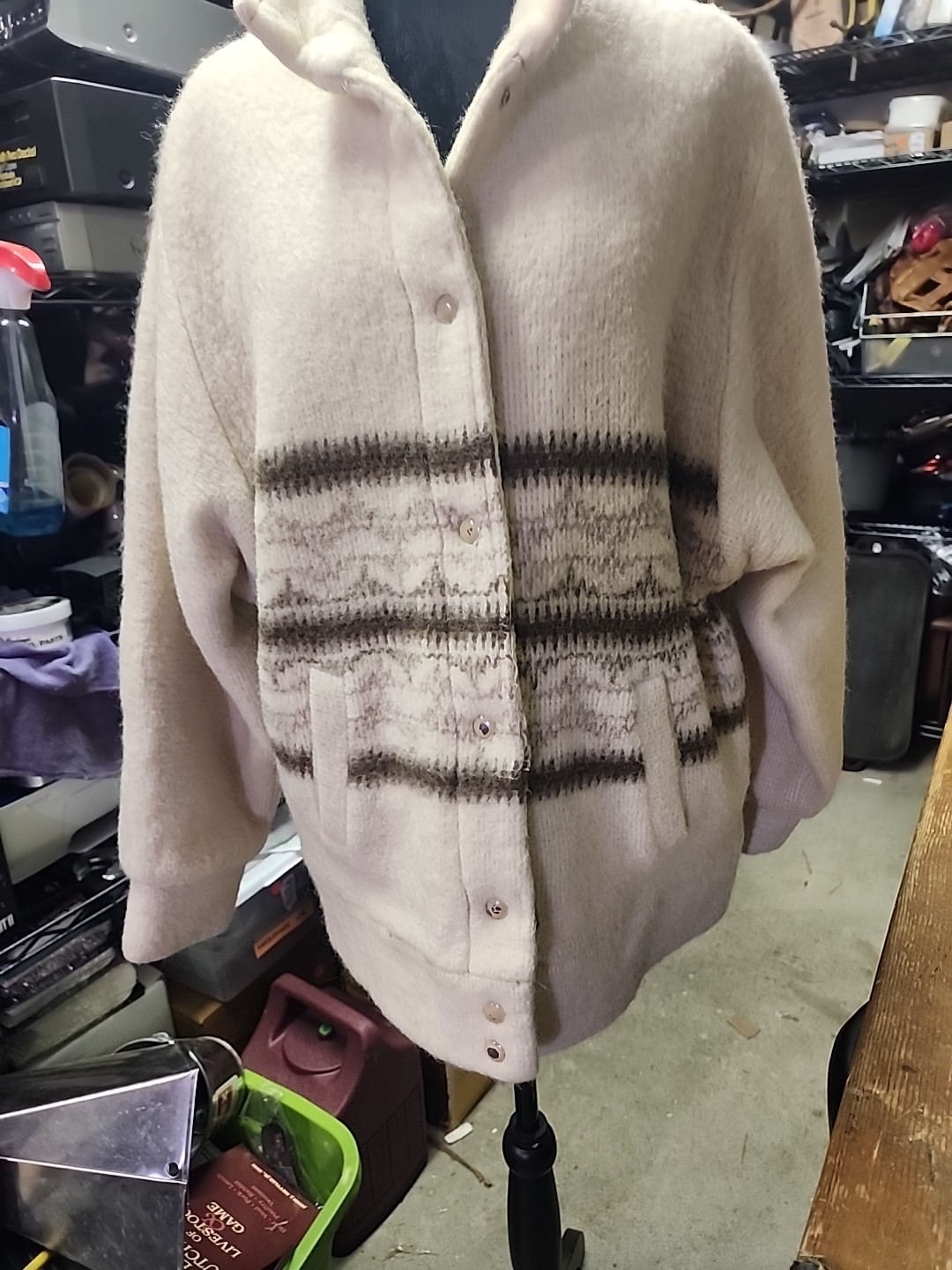 Vintage Canadian Sportswear Womens Mid Coat Sz 16 85%Wool Cream White Ivory