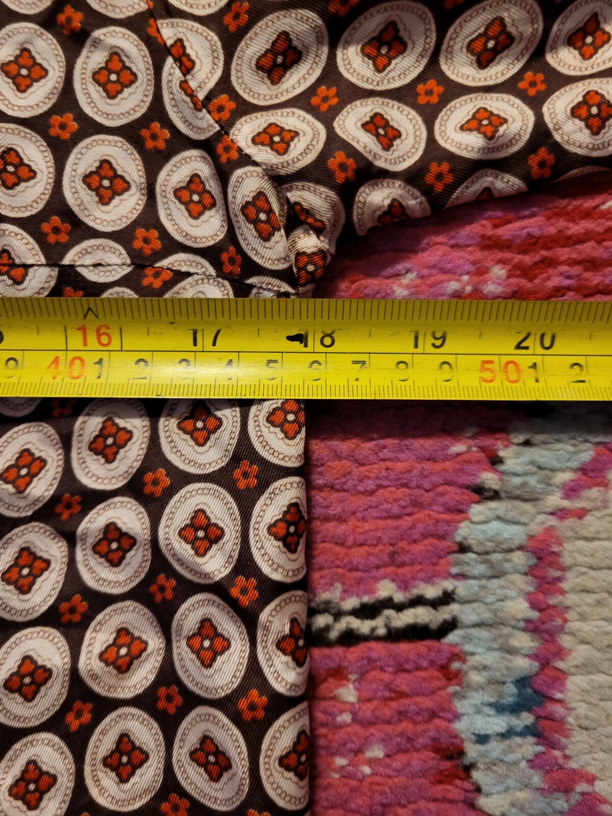 Vintage Bradley womens blouse tie neck retro 1970s floral brown circles S or XS