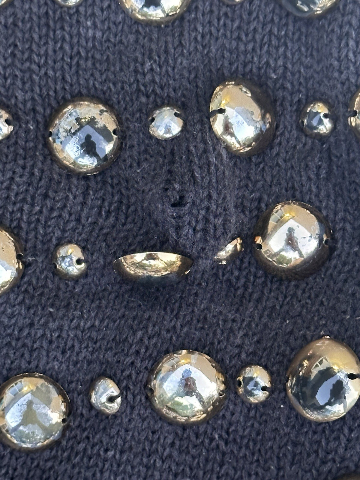 Vintage 80s Bonnie Boerer Black Studded Beaded Turtleneck Knit