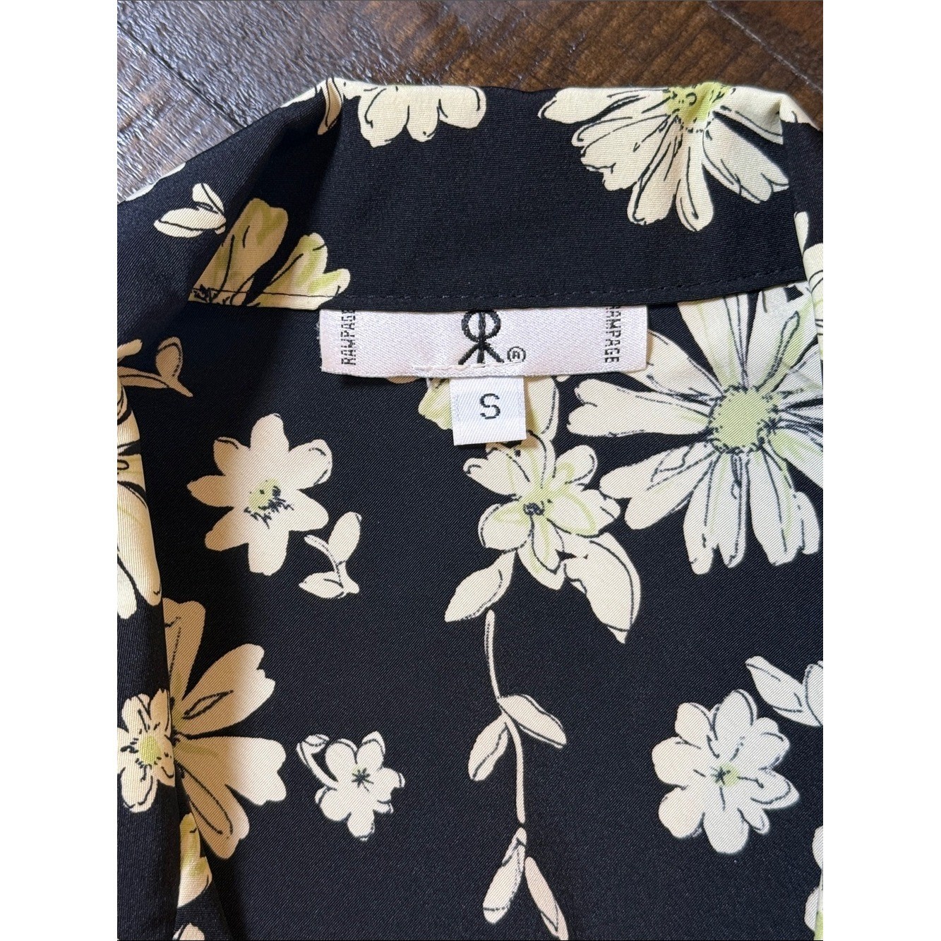 Vintage 90s Y2K Rampage Floral Button Up Blouse S Black Cottagecore