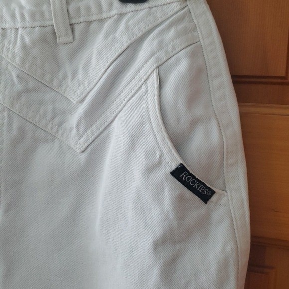 Rockies Vintage Double Yoke Double Button White Jeans Size 13/14 Inseam 36