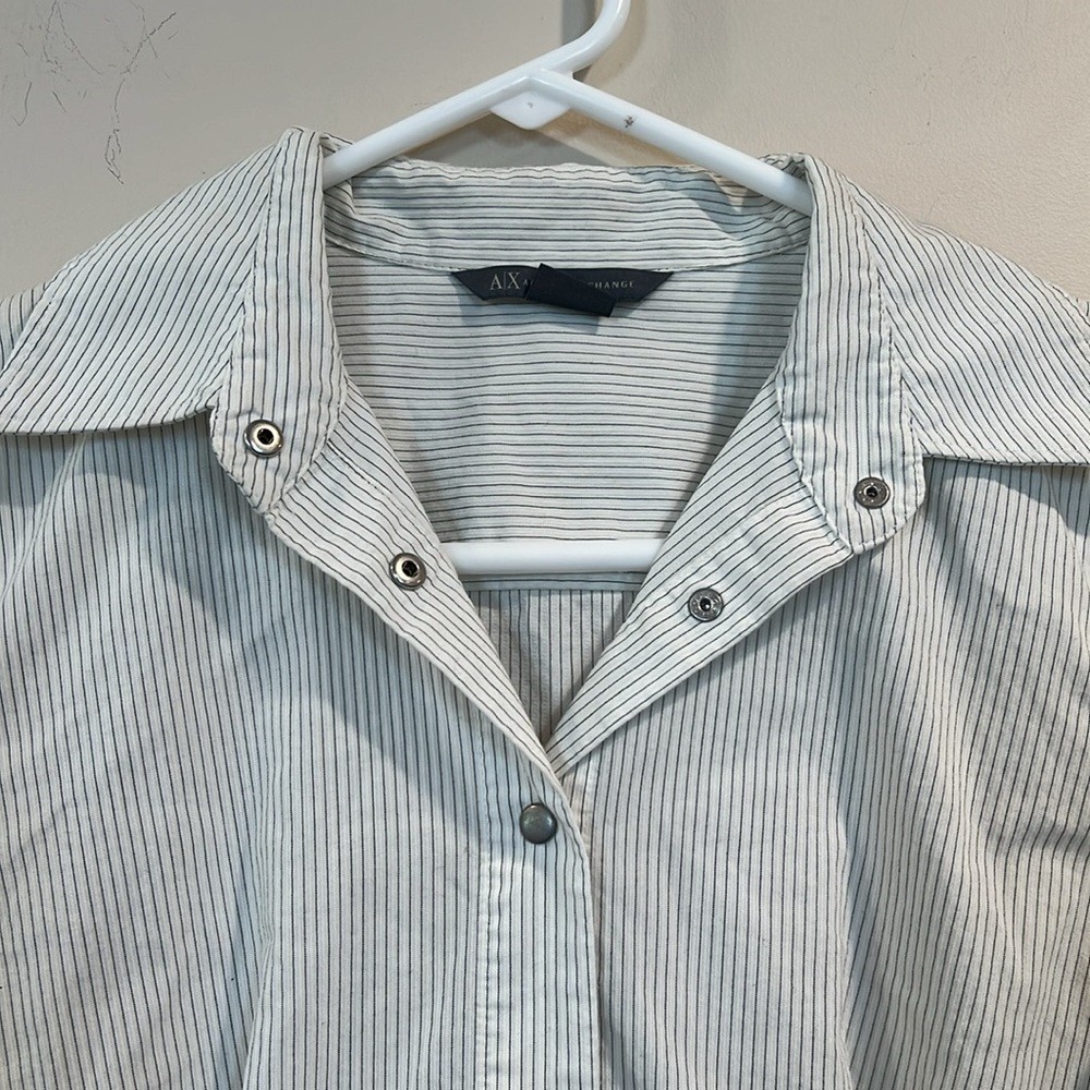 🔥Armani Exchange White and Black Striped Shirt🔥