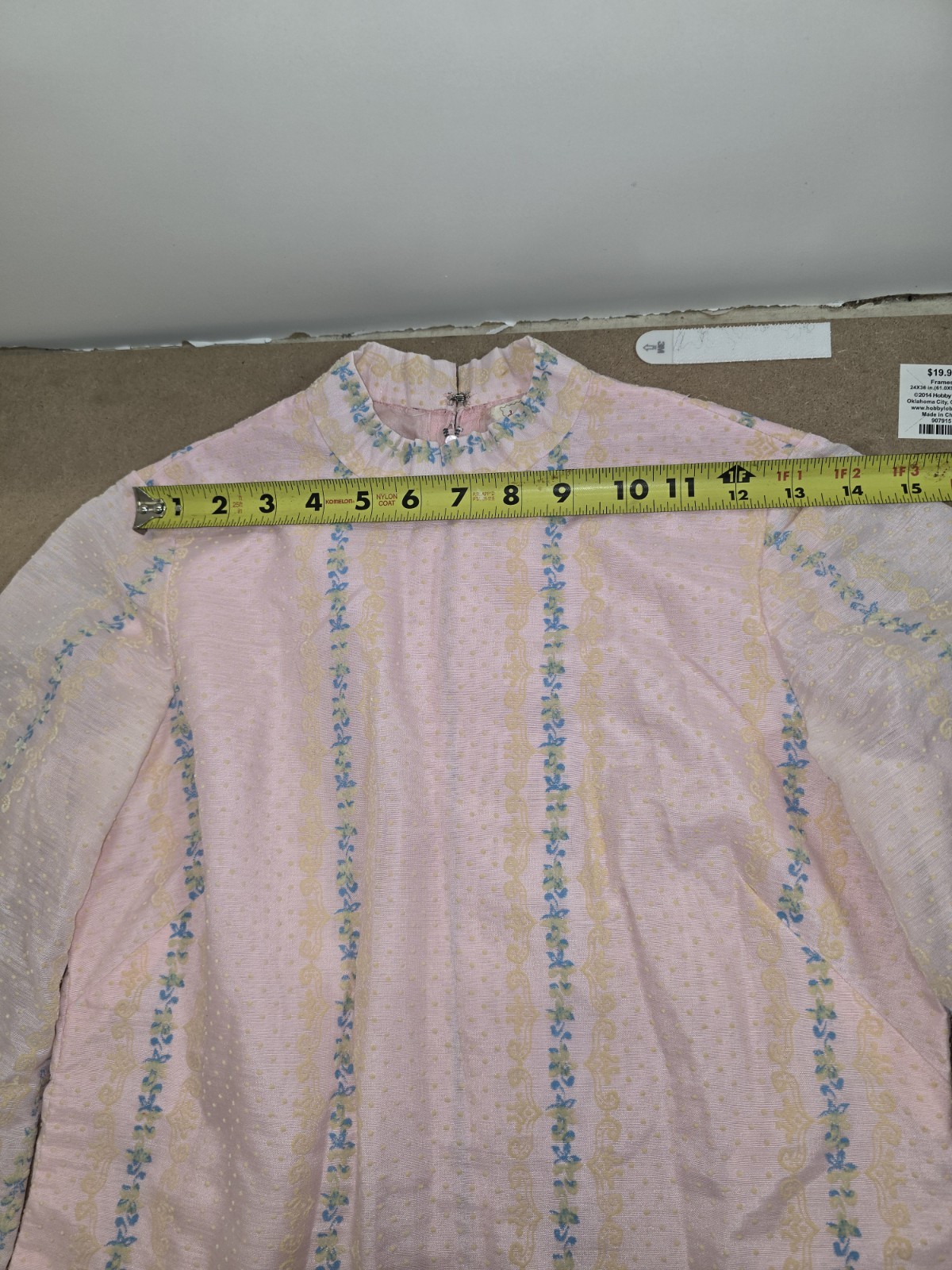 Vintage handmade Pink cotton blue accented Dress