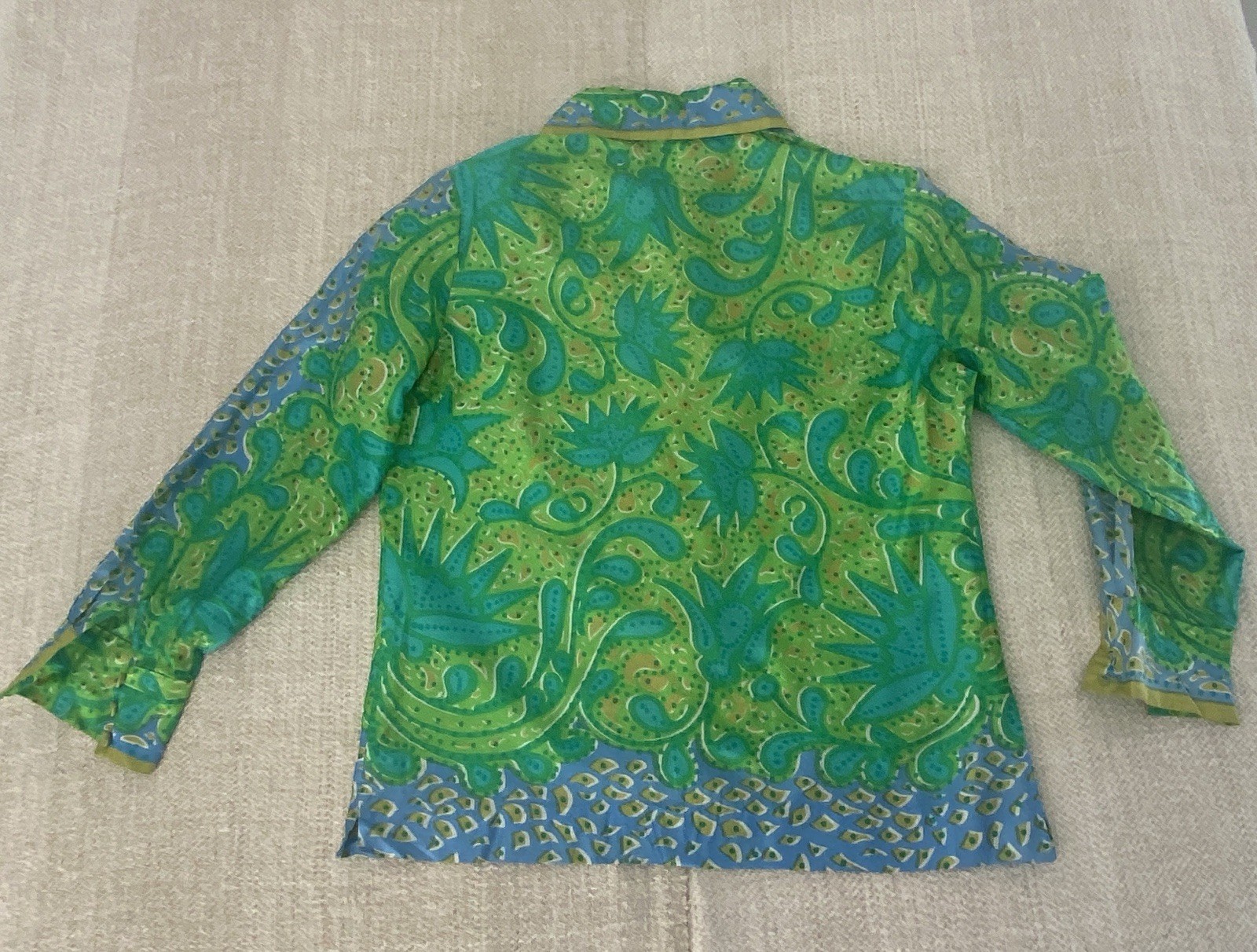 Vintage Vera Neumann Silk 1960’s Blouse Shirt Button Down Paisley