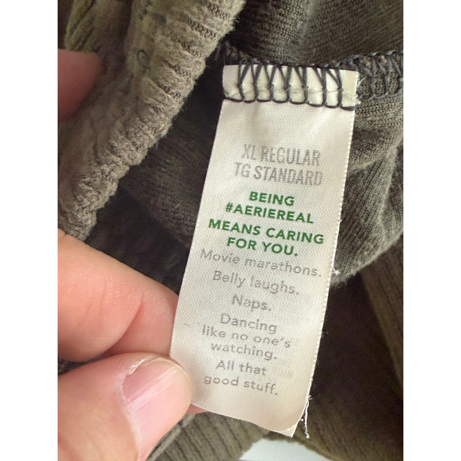 Aerie Rib Velour Flare Pants XL Olive Green Pull-On Stretch Retro Boho Groovy